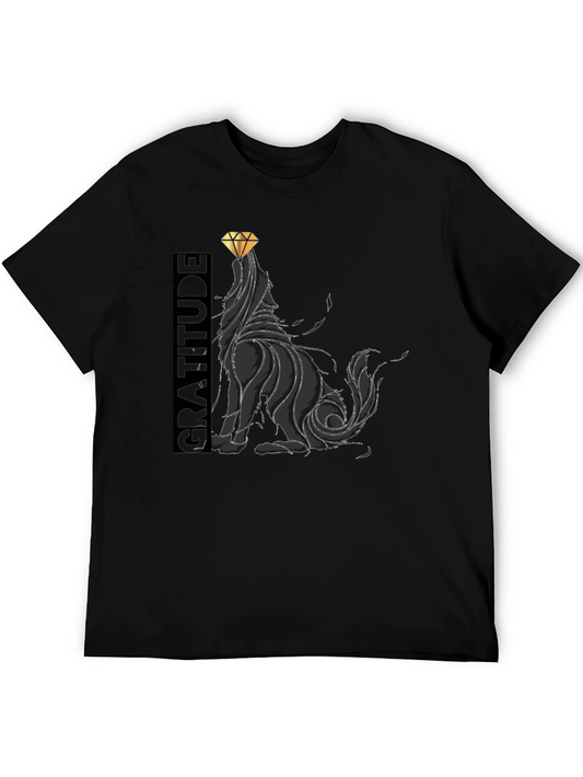Gratitude Wolf Graphic T-Shirt - Stylish Diamond Design