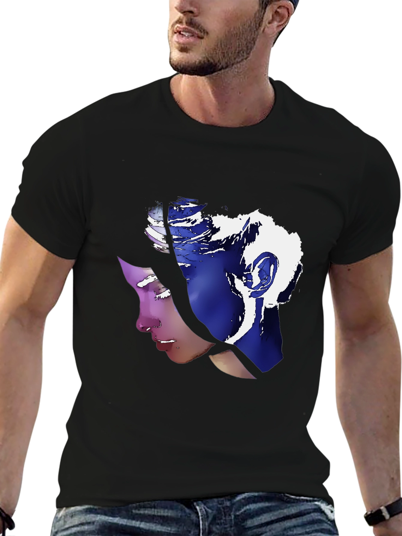 Abstract Portrait Graphic Tee - Stylish Unisex T-Shirt