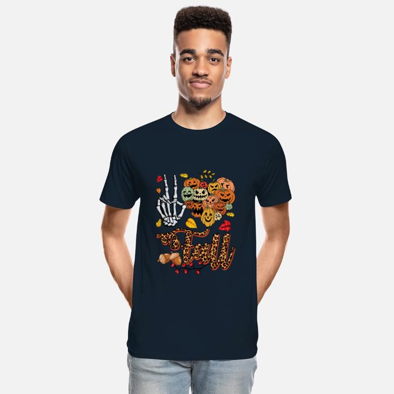 Fall Halloween Leopard Print Peace Sign Skeleton