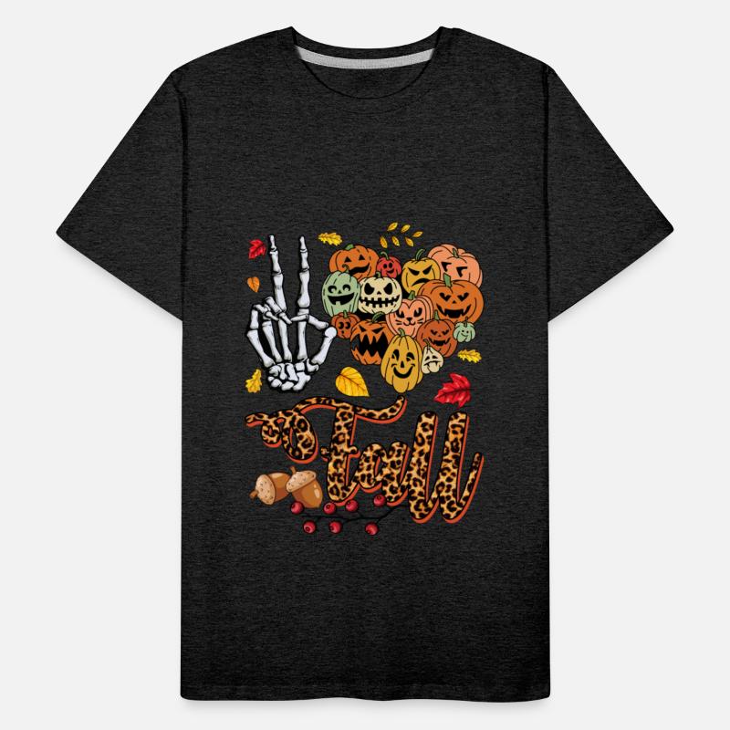 Fall Halloween Leopard Print Peace Sign Skeleton