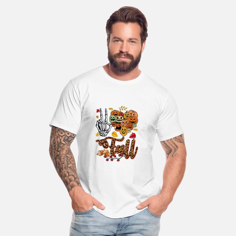 Fall Halloween Leopard Print Peace Sign Skeleton