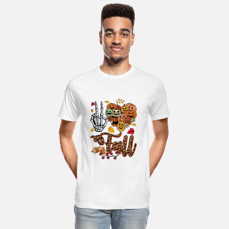 Fall Halloween Leopard Print Peace Sign Skeleton