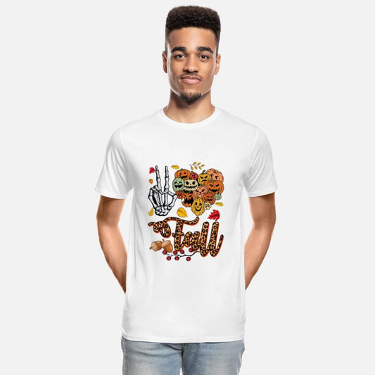 Fall Halloween Leopard Print Peace Sign Skeleton