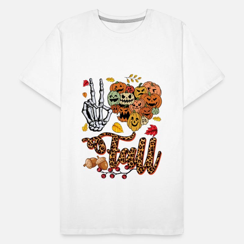 Fall Halloween Leopard Print Peace Sign Skeleton