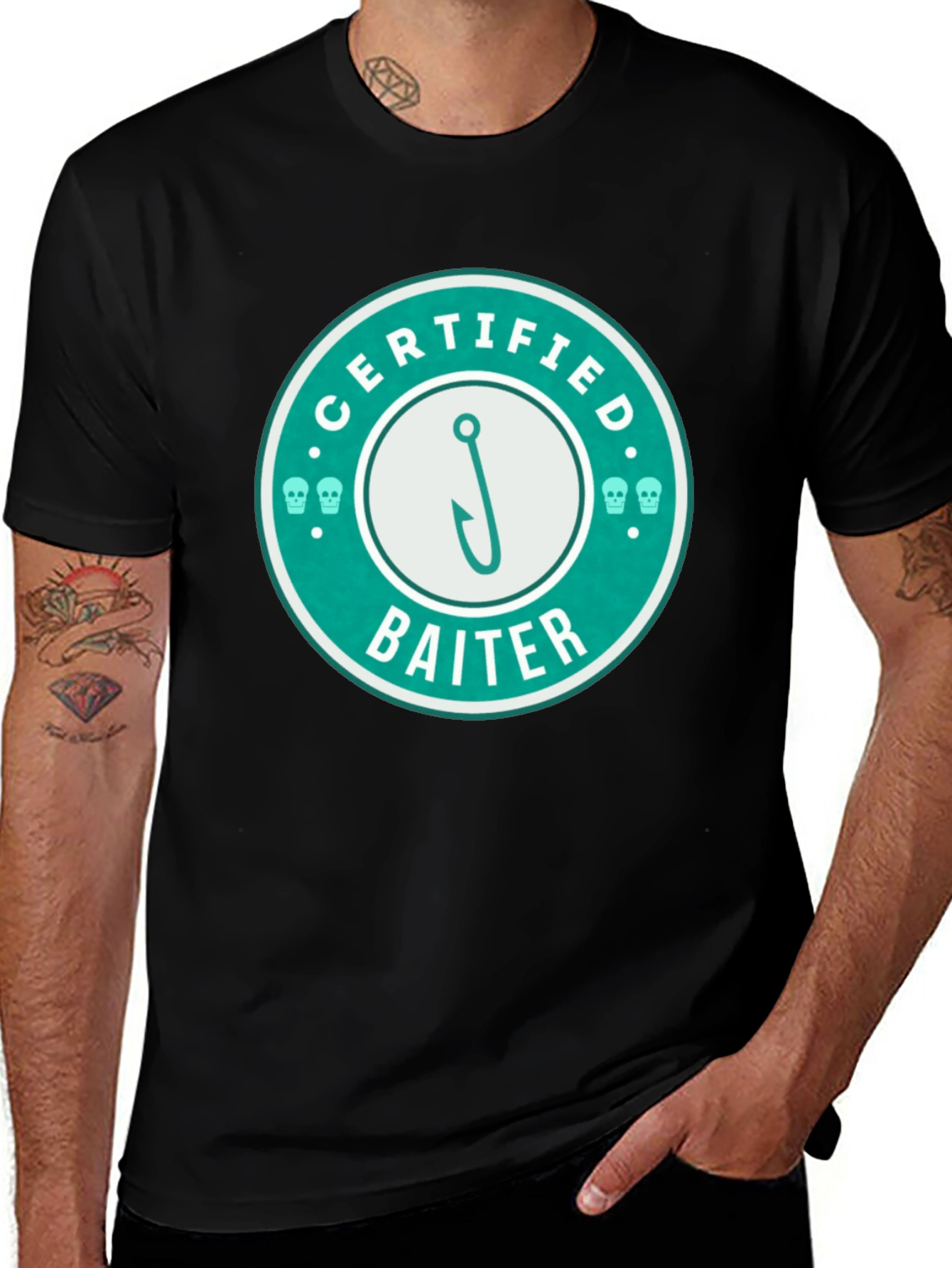 Certified Baiter Graphic Tee - Fishing Humor T-Shirt