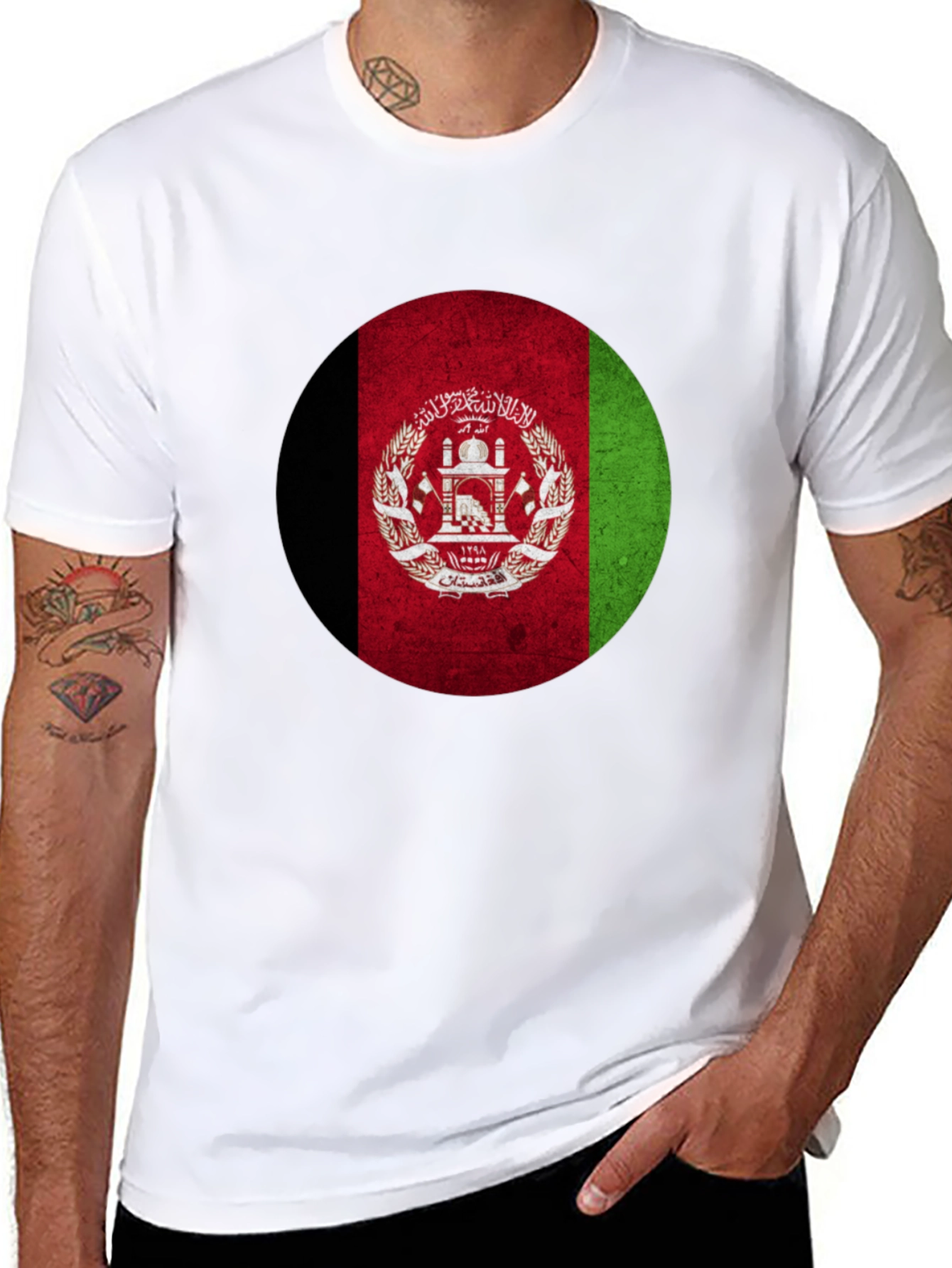Afghanistan Flag T-Shirt - Round Design