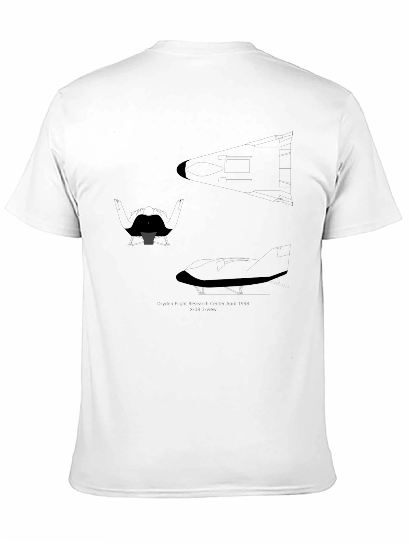 Black Graphic Tee - Airplane Diagram Design