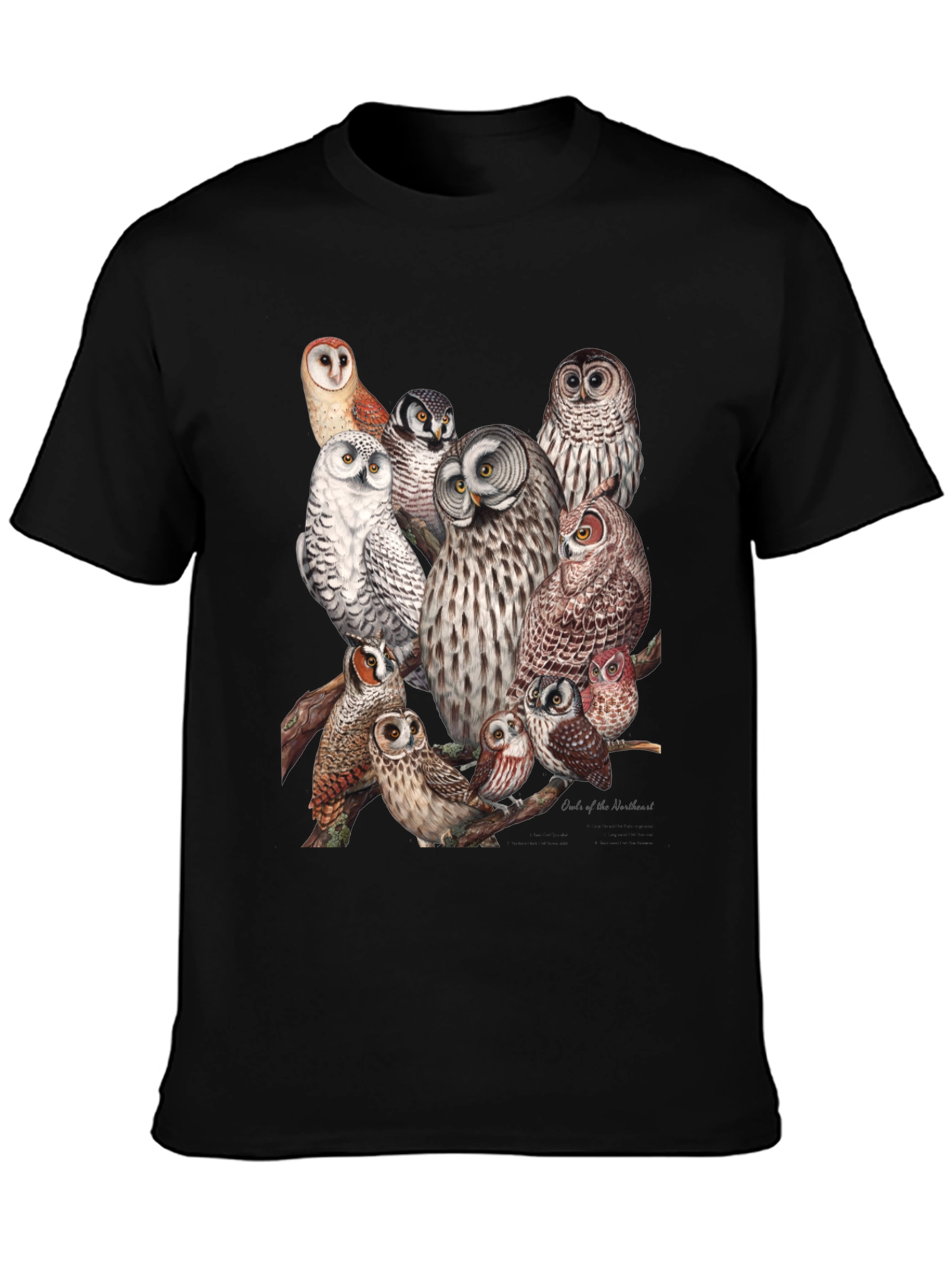 Owl Print Black T-Shirt