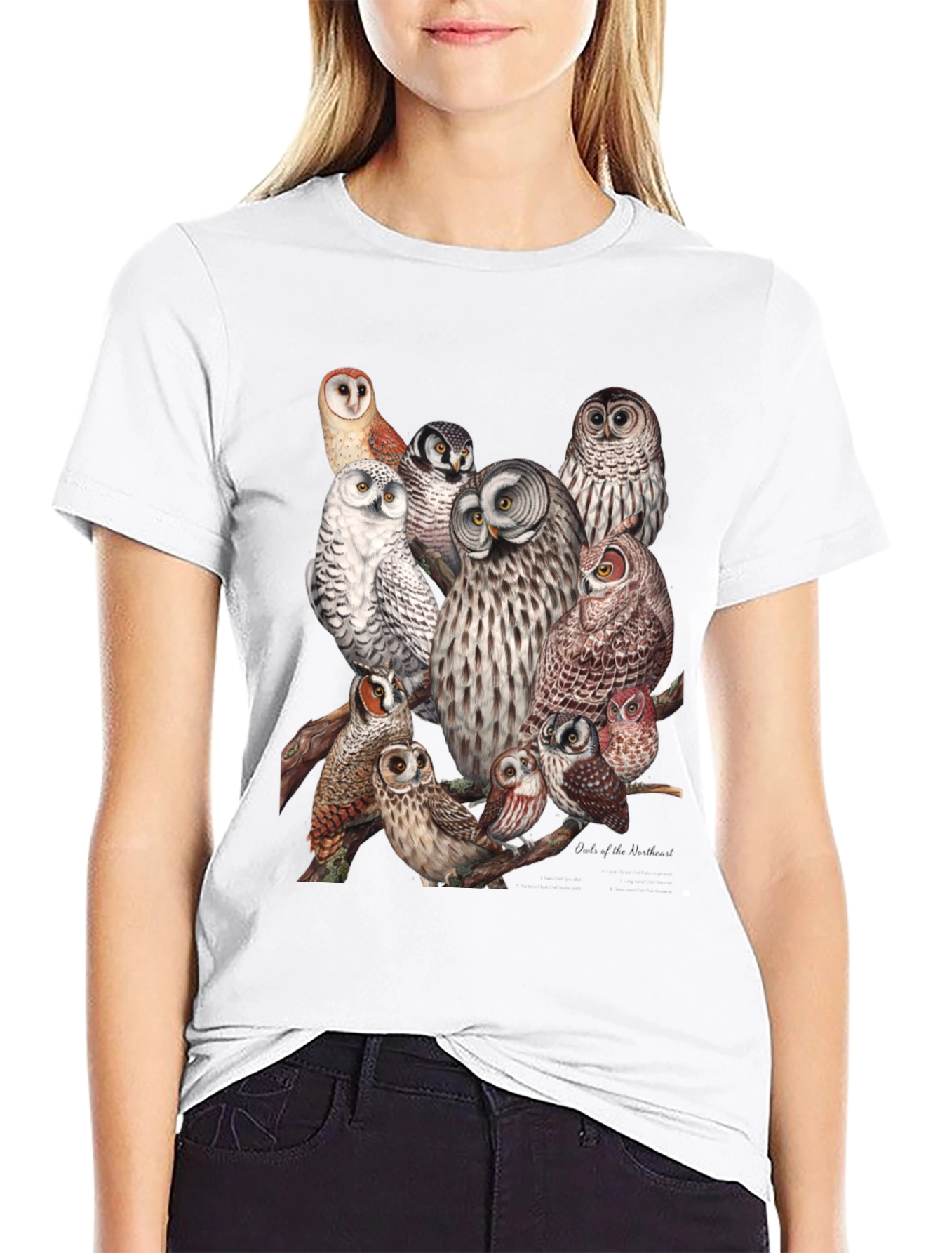 Owl Print Black T-Shirt