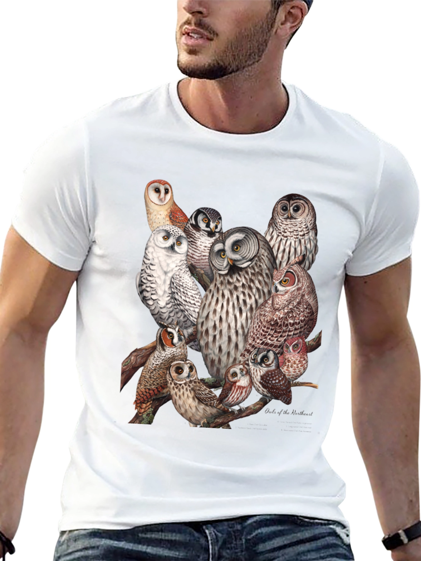 Owl Print Black T-Shirt