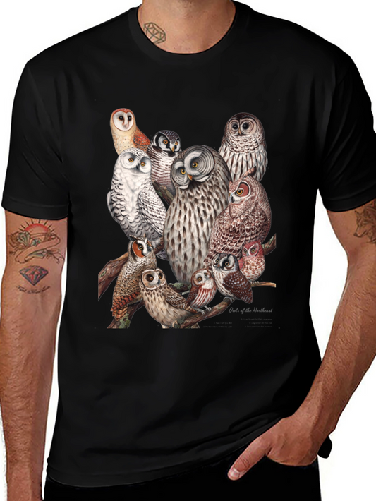 Owl Print Black T-Shirt