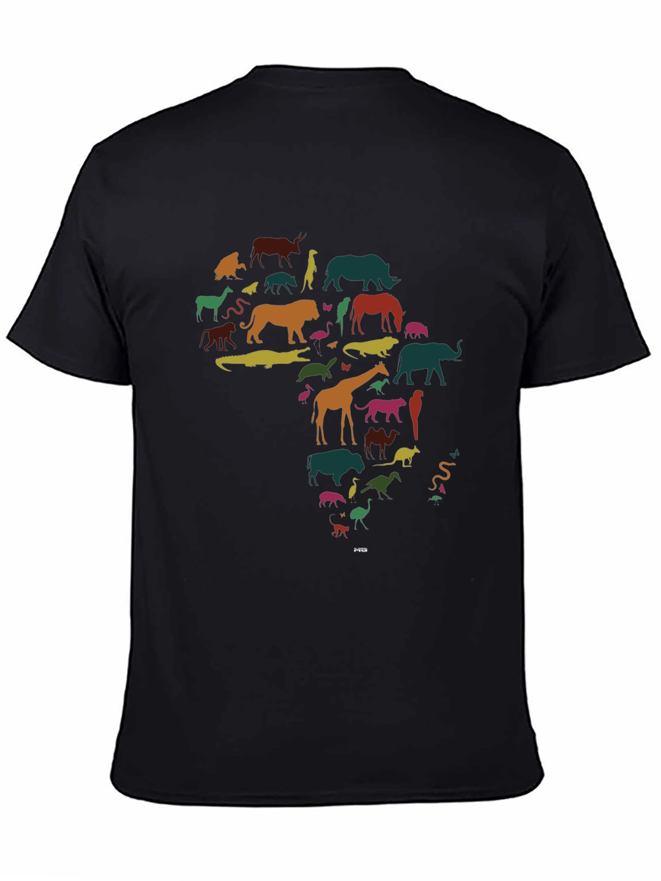Africa Animal Silhouette Graphic T-Shirt - Black