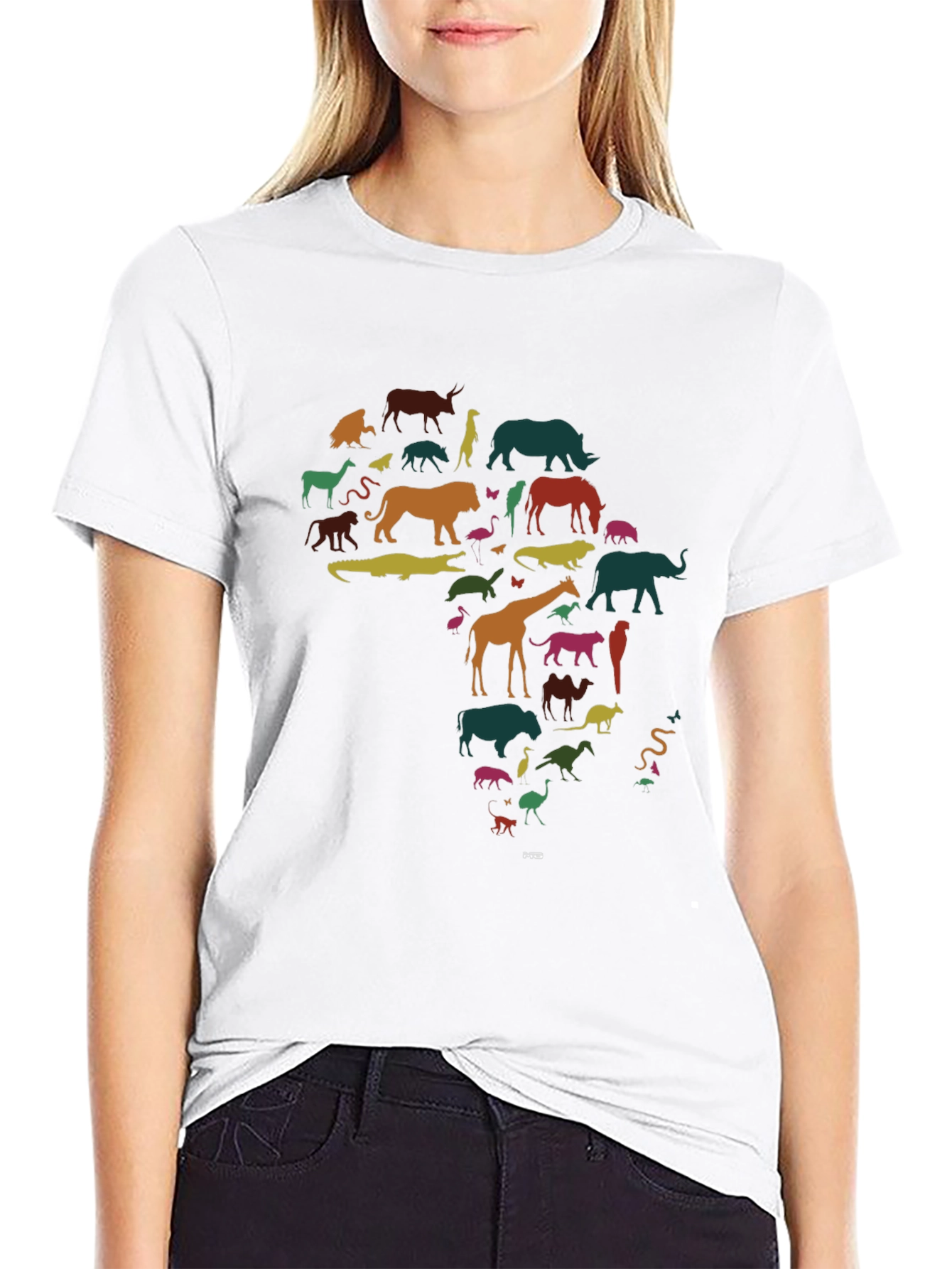 Africa Animal Silhouette Graphic T-Shirt - Black