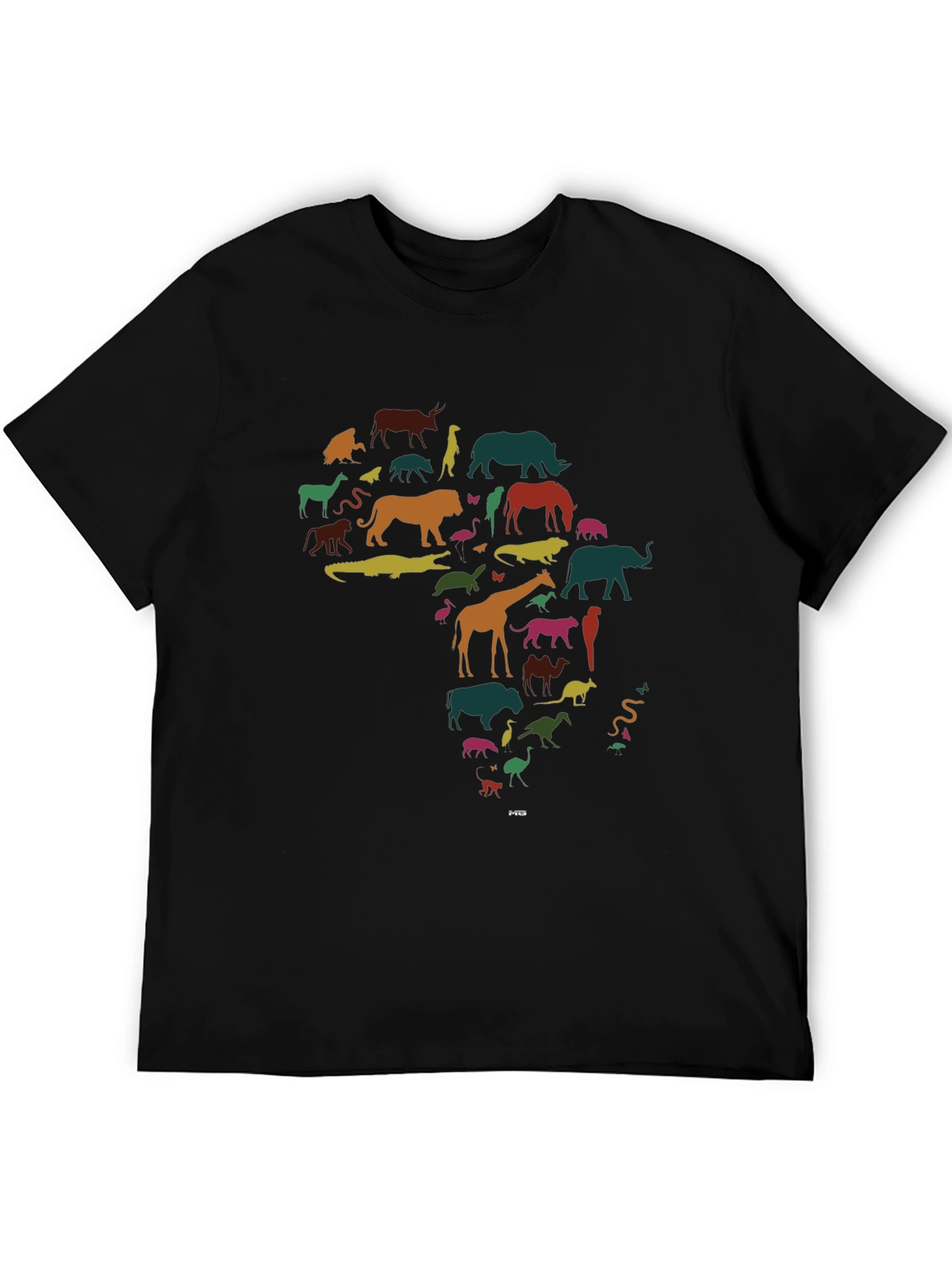 Africa Animal Silhouette Graphic T-Shirt - Black