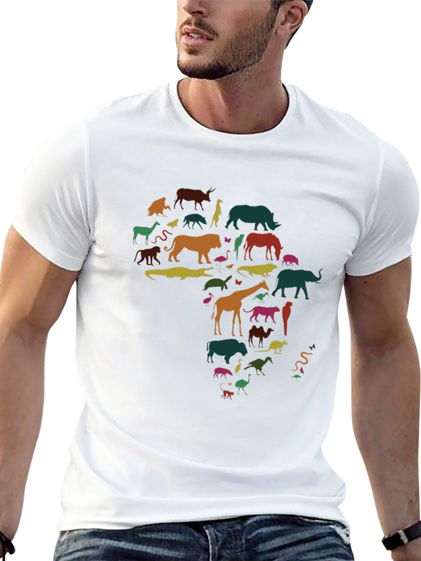 Africa Animal Silhouette Graphic T-Shirt - Black