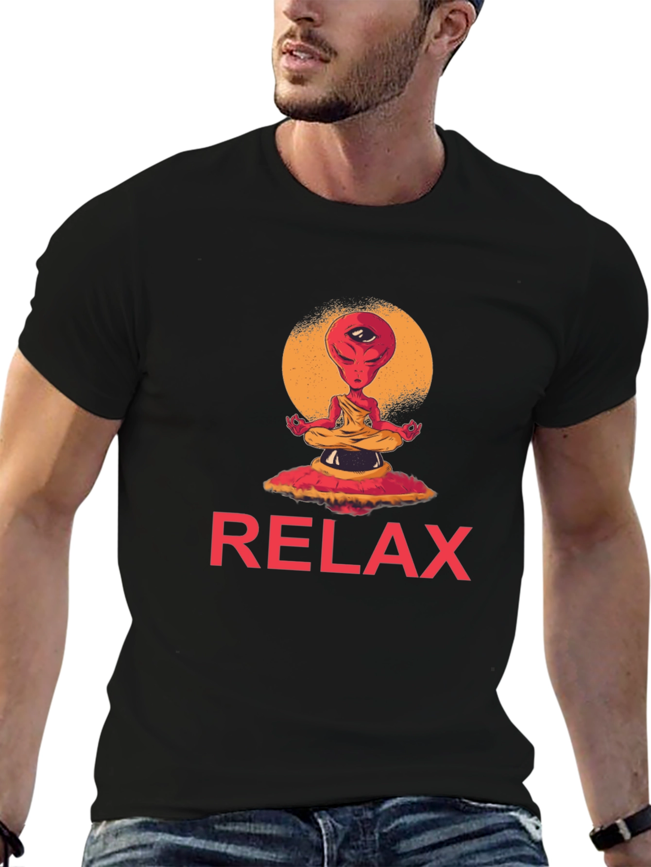 Relax Alien Meditation Graphic Tee