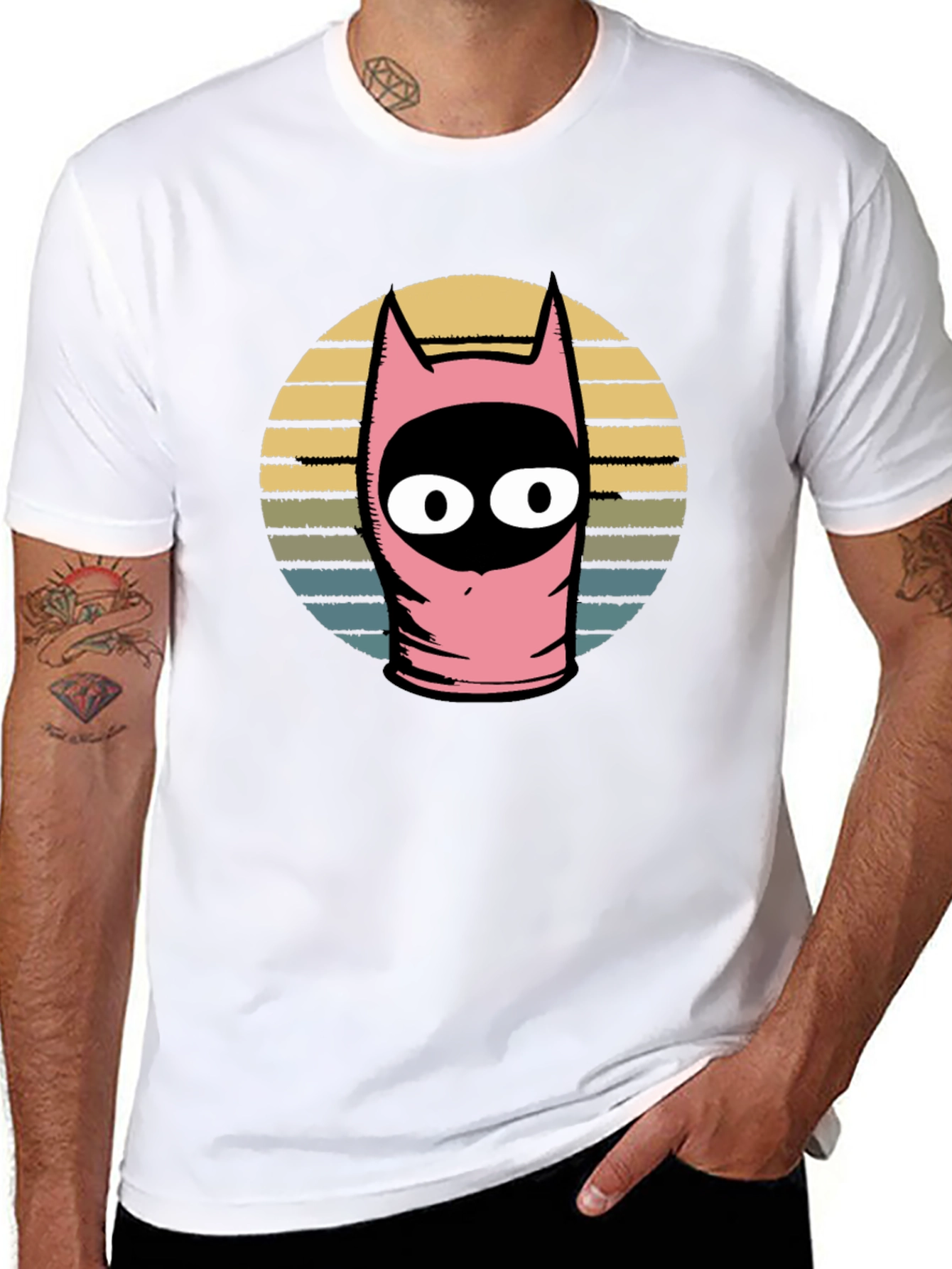 Pink Funny Character Graphic T-Shirt