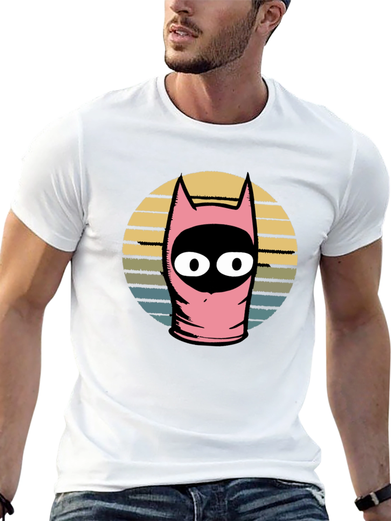 Pink Funny Character Graphic T-Shirt