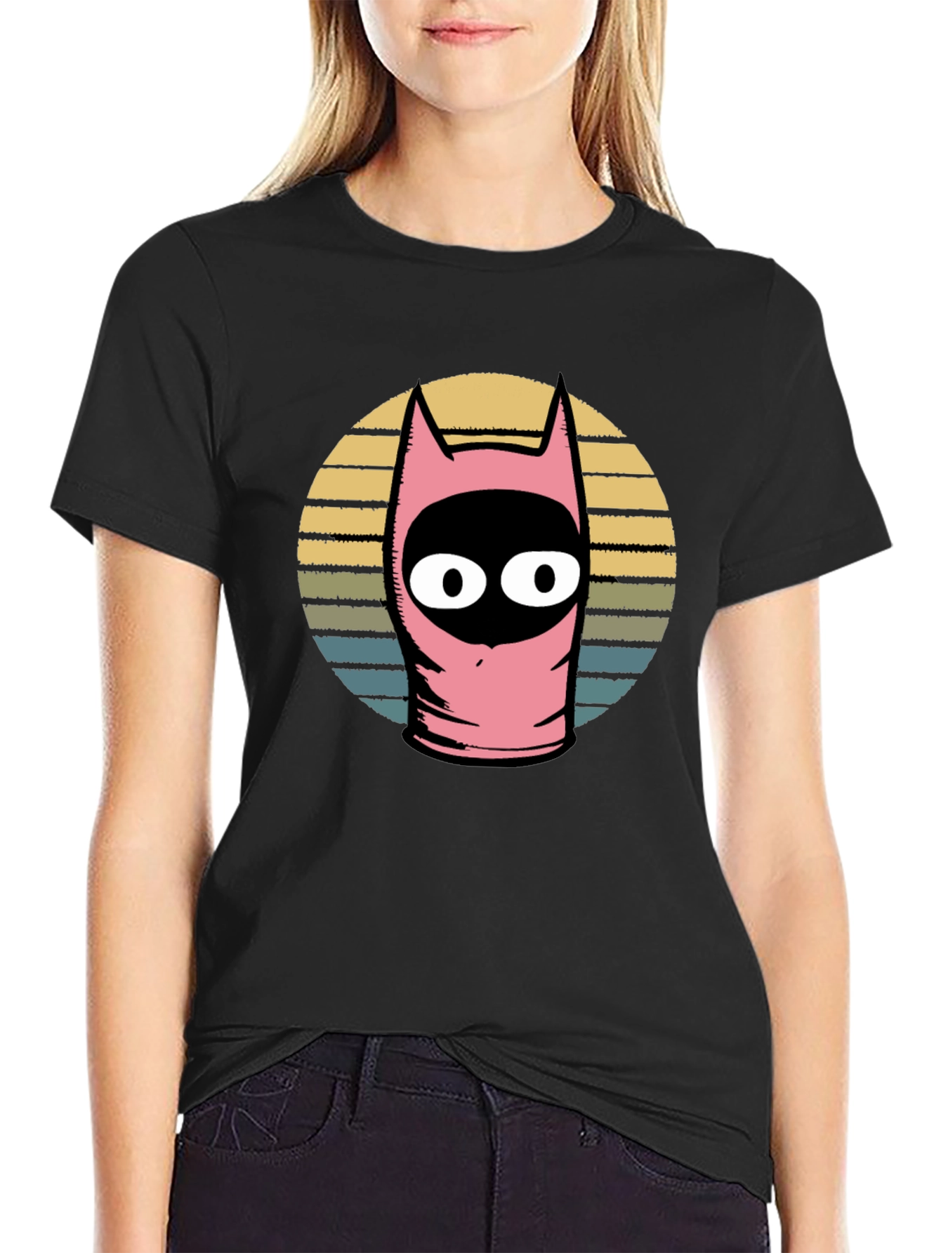 Pink Funny Character Graphic T-Shirt