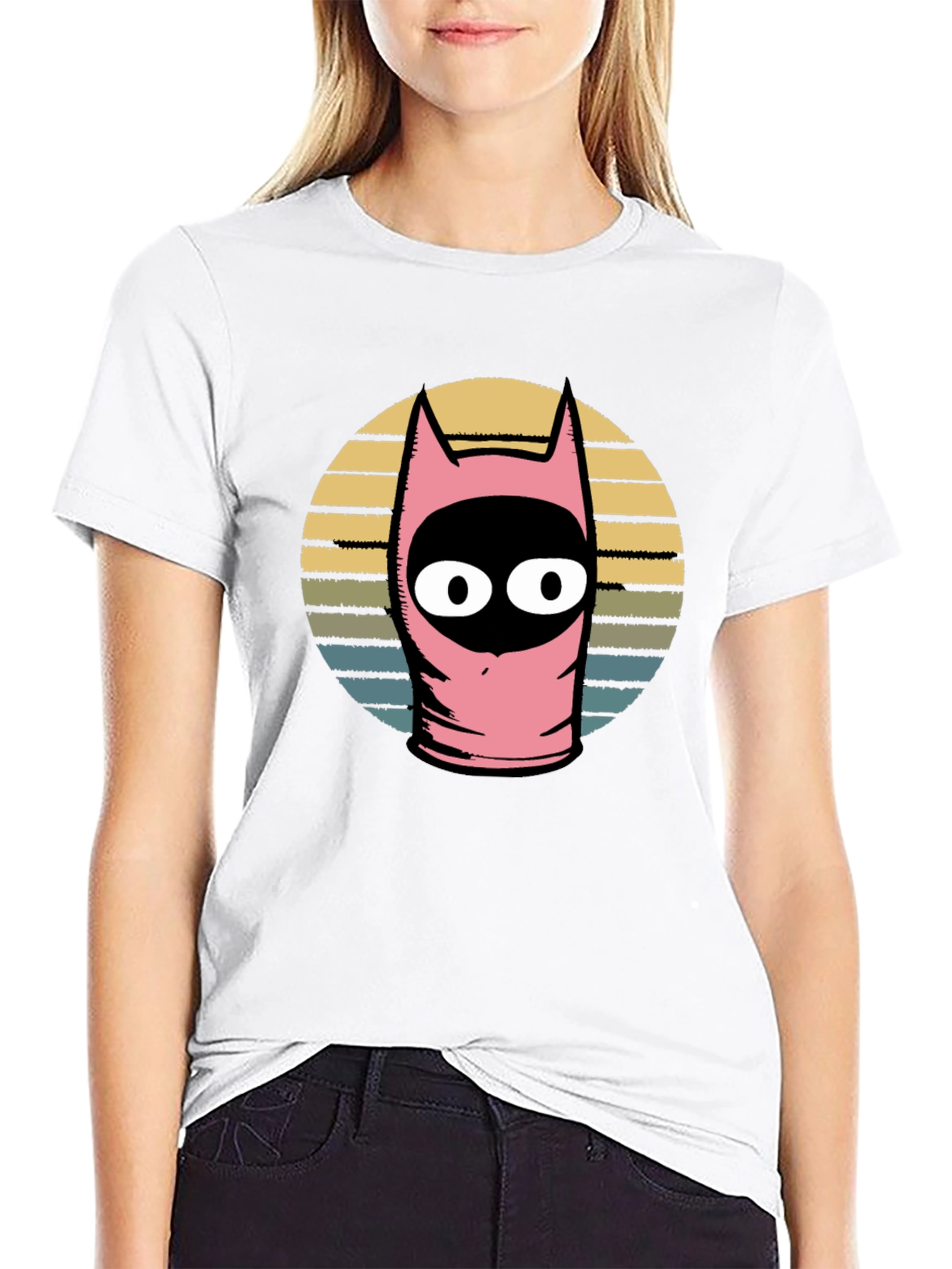 Pink Funny Character Graphic T-Shirt