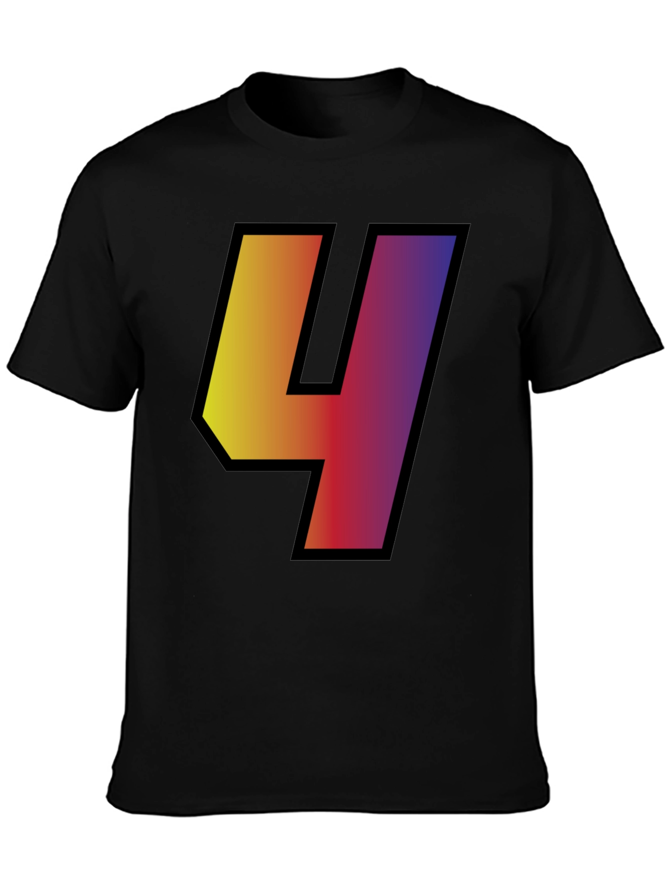 Gradient Number 4 Graphic Tee - Black