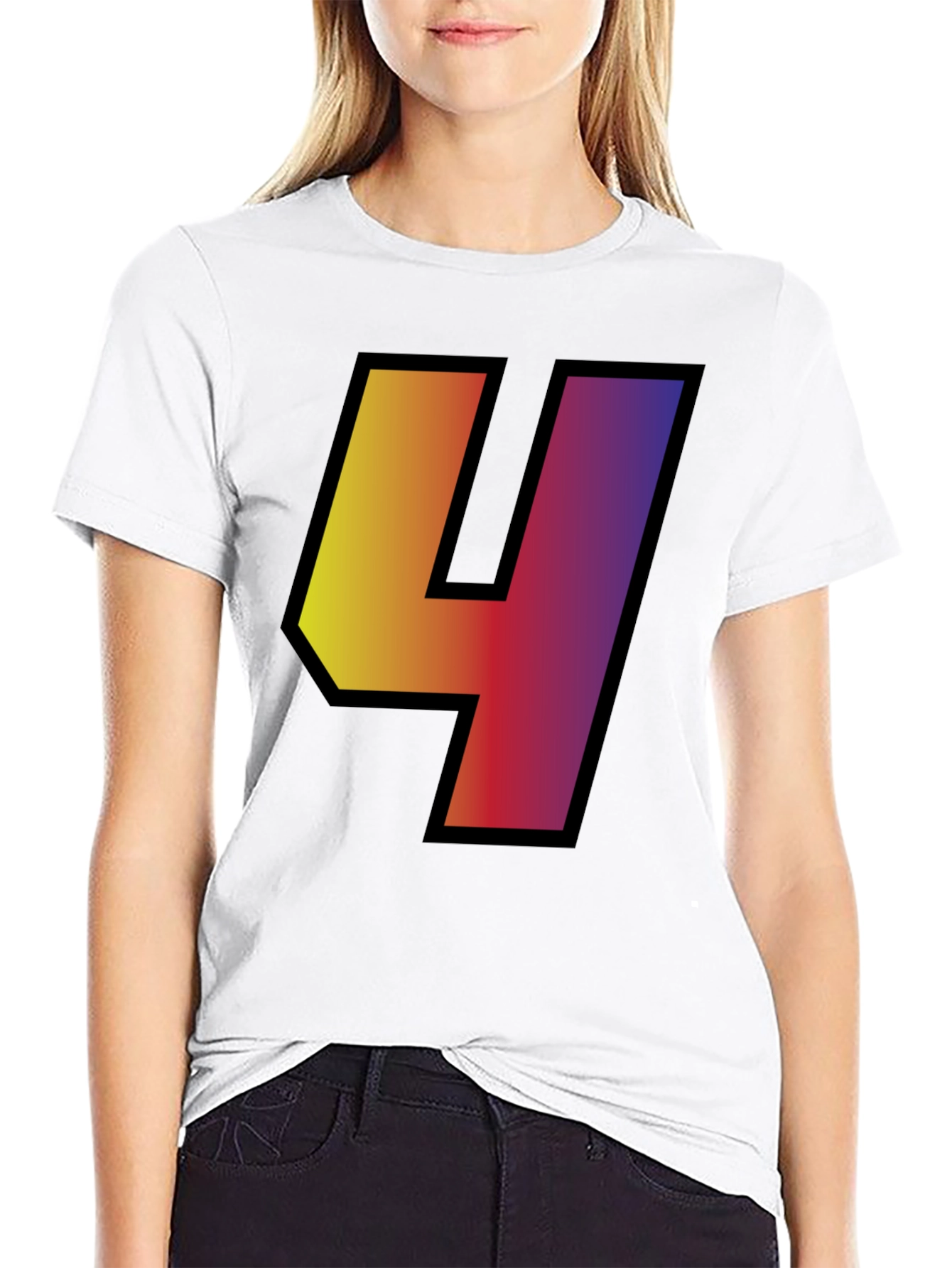 Gradient Number 4 Graphic Tee - Black