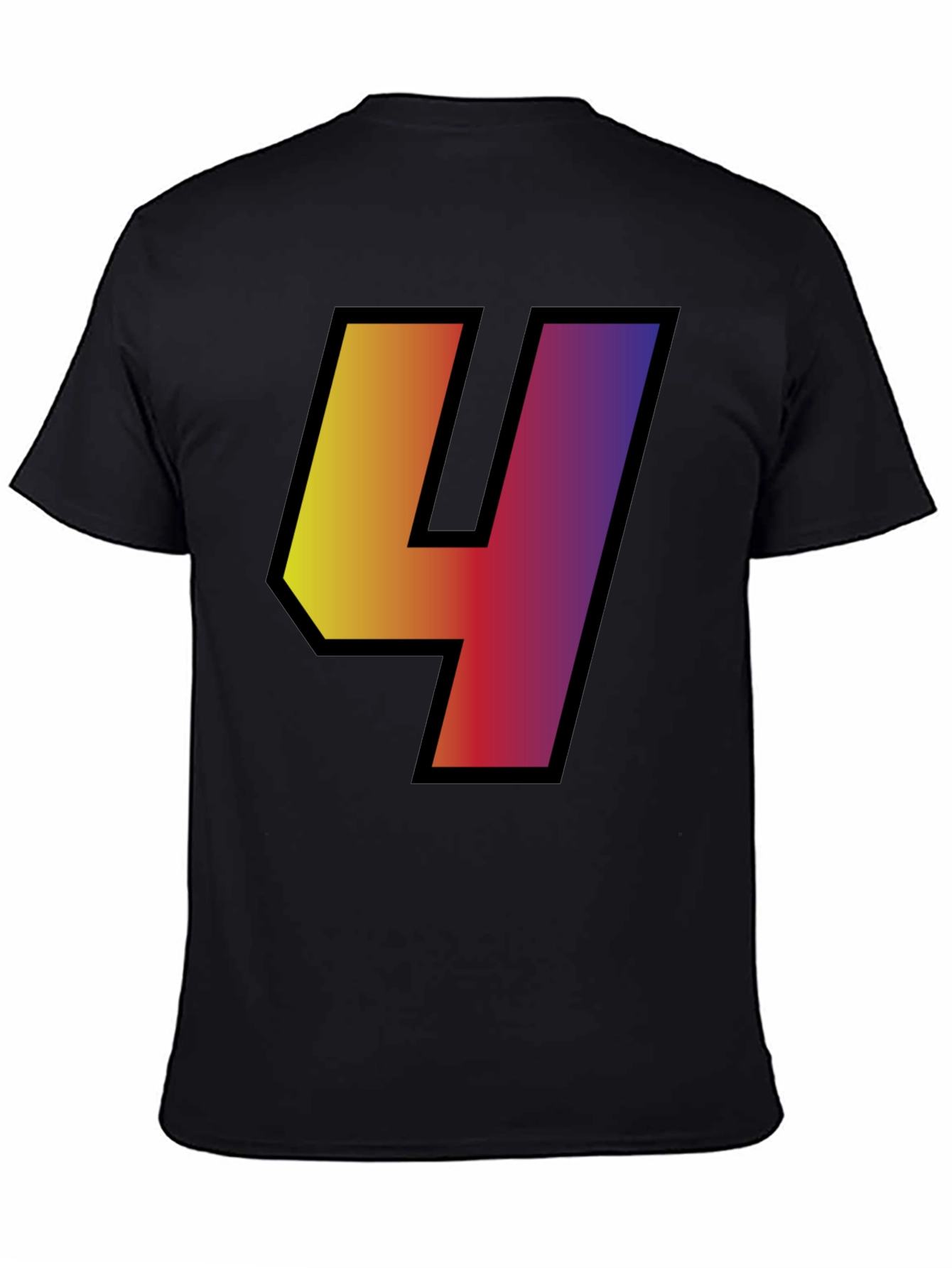 Gradient Number 4 Graphic Tee - Black