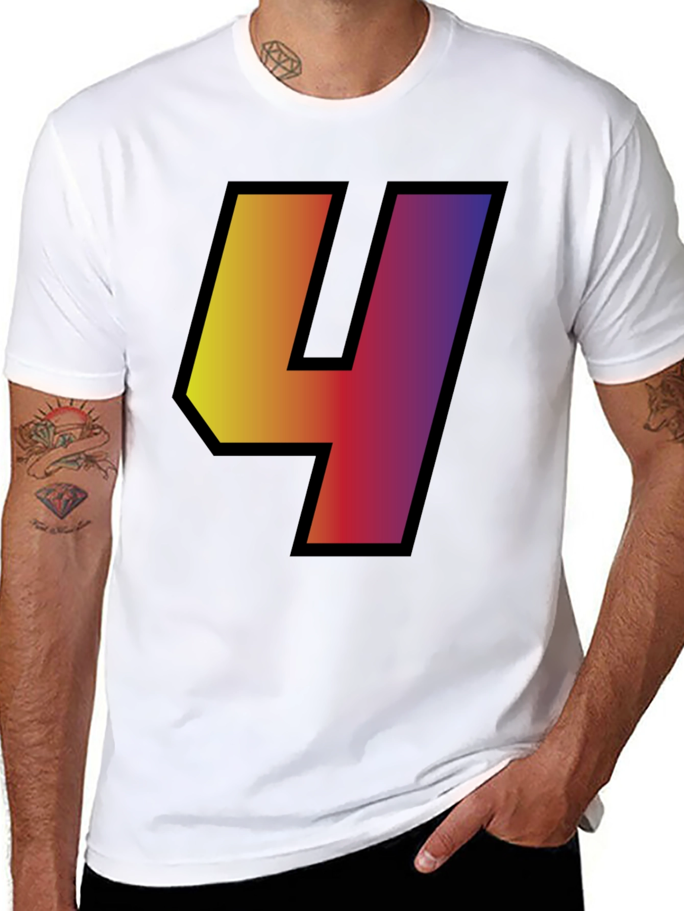 Gradient Number 4 Graphic Tee - Black
