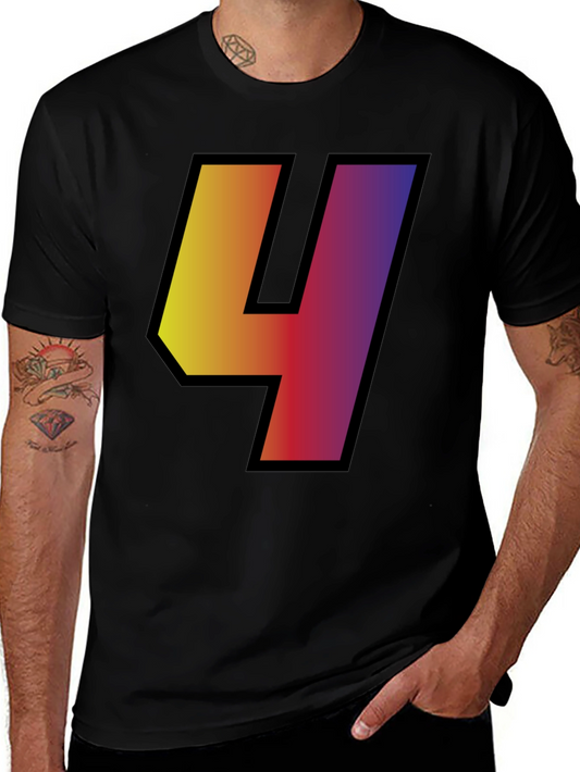 Gradient Number 4 Graphic Tee - Black