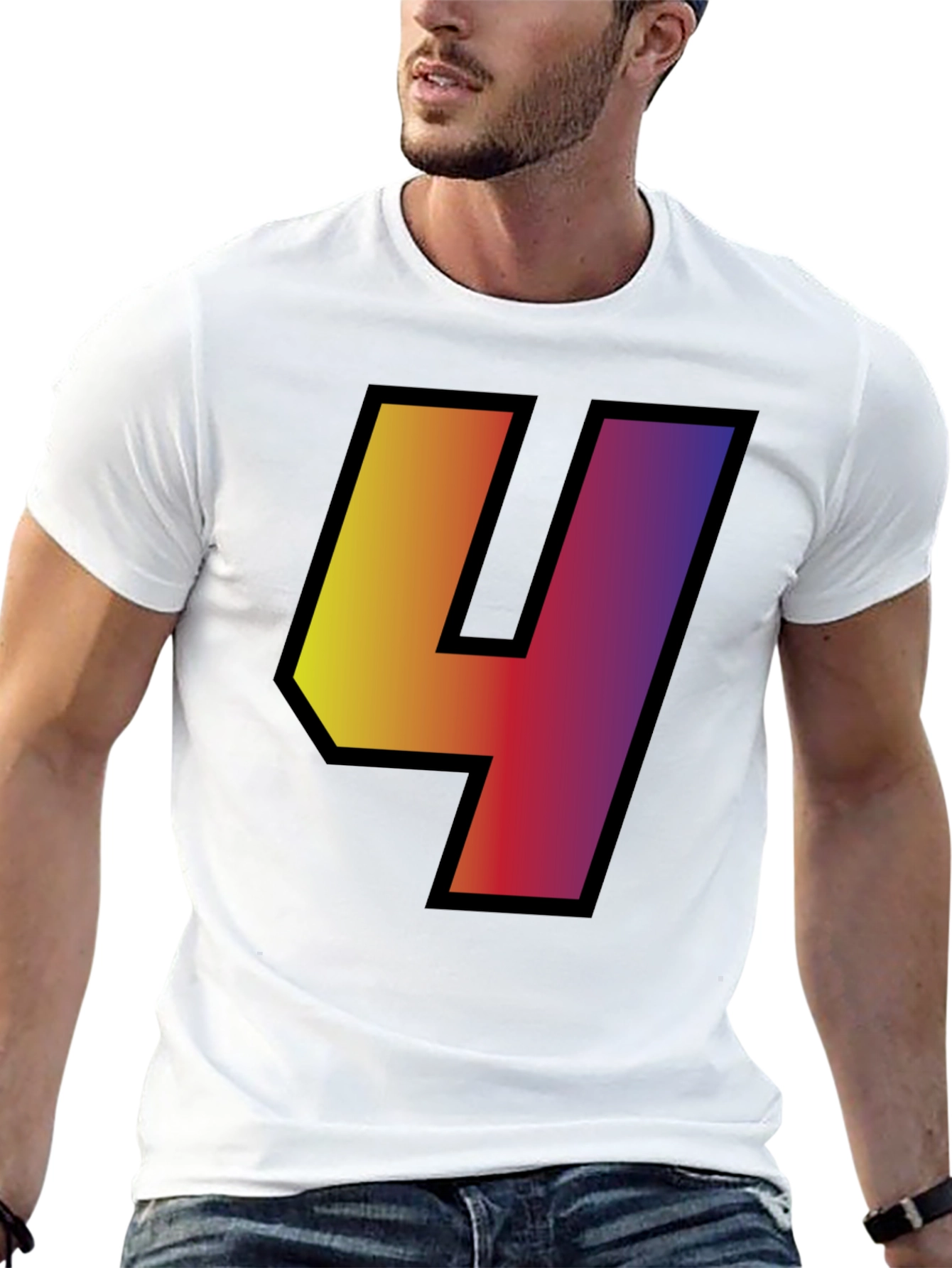 Gradient Number 4 Graphic Tee - Black