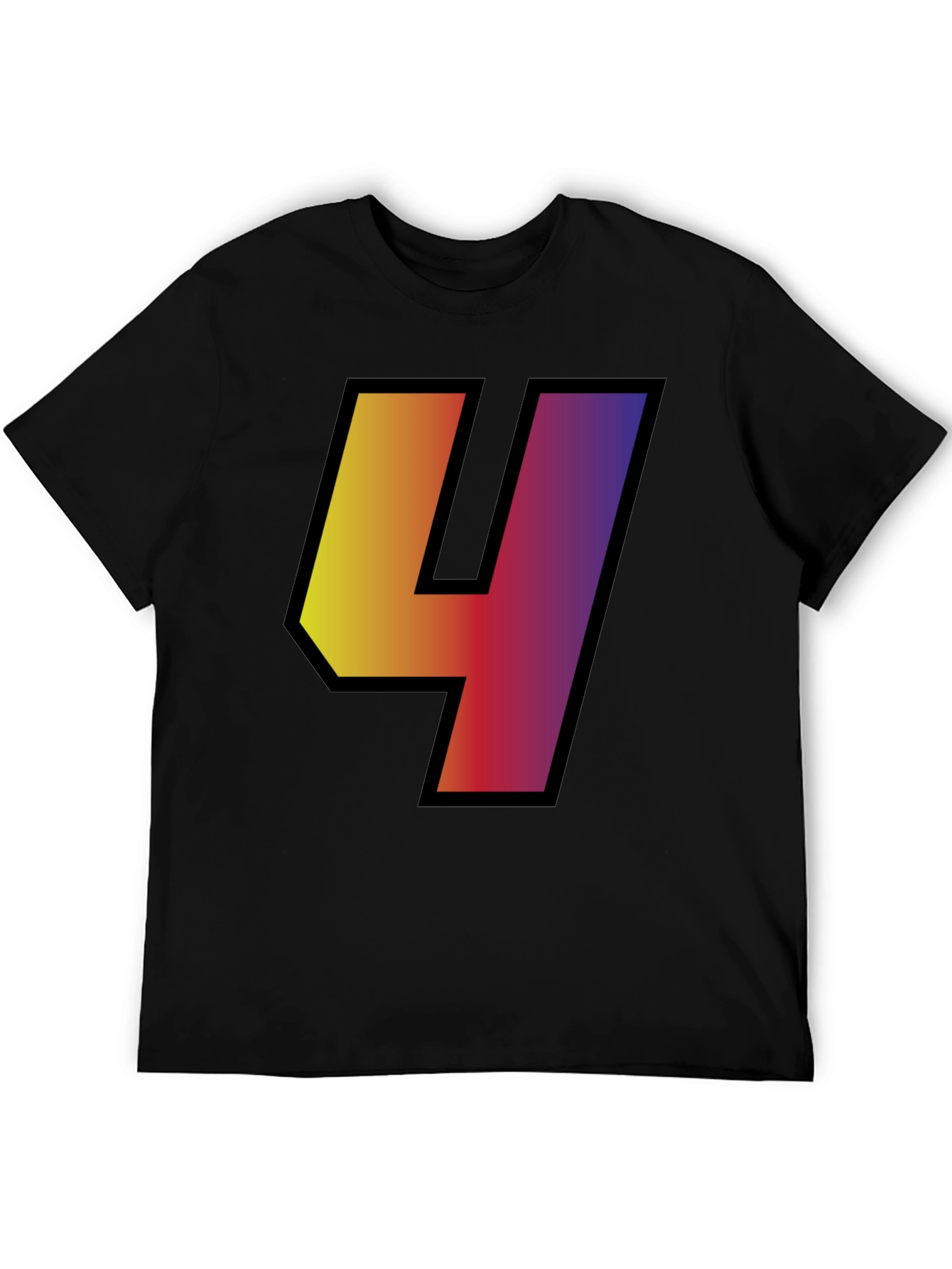 Gradient Number 4 Graphic Tee - Black
