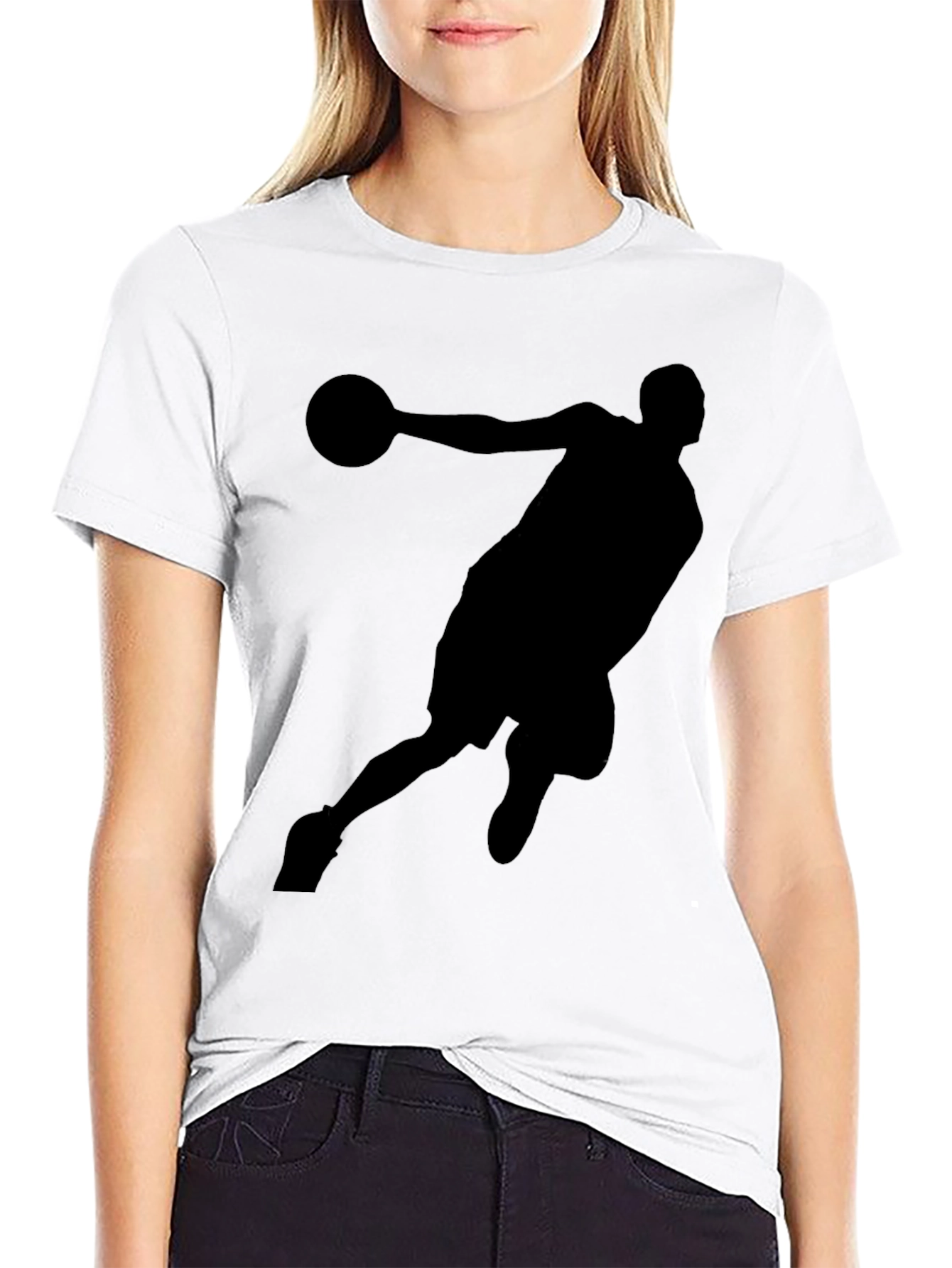 Basketball Silhouette Graphic Tee - Classic Black