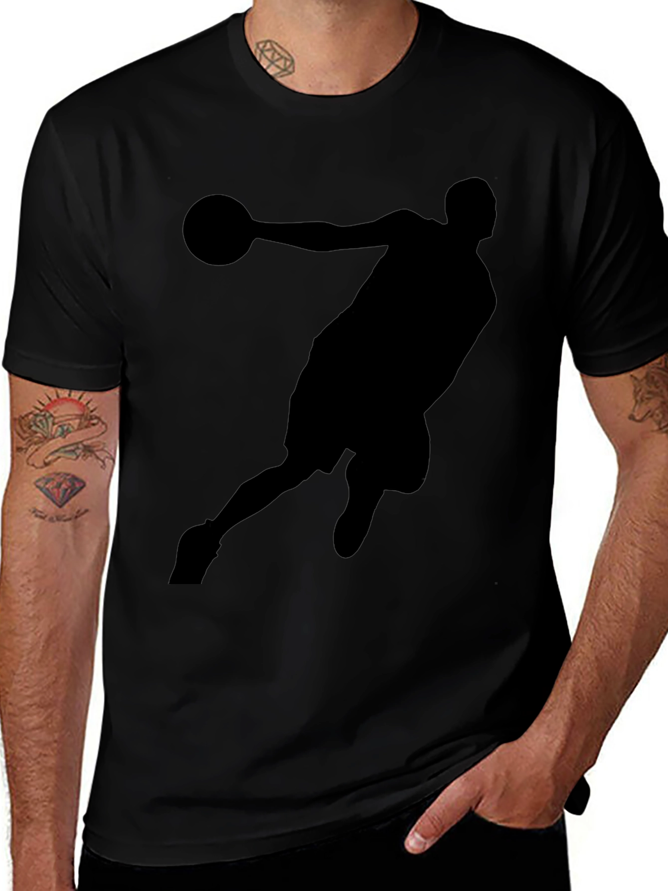 Basketball Silhouette Graphic Tee - Classic Black