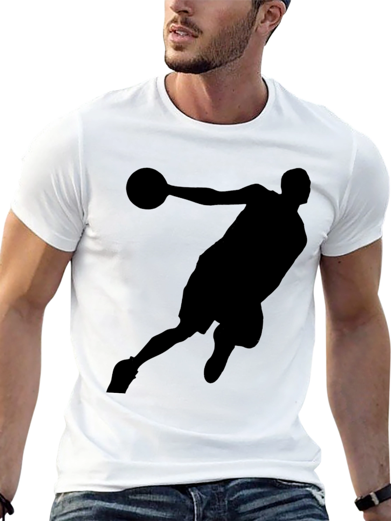 Basketball Silhouette Graphic Tee - Classic Black