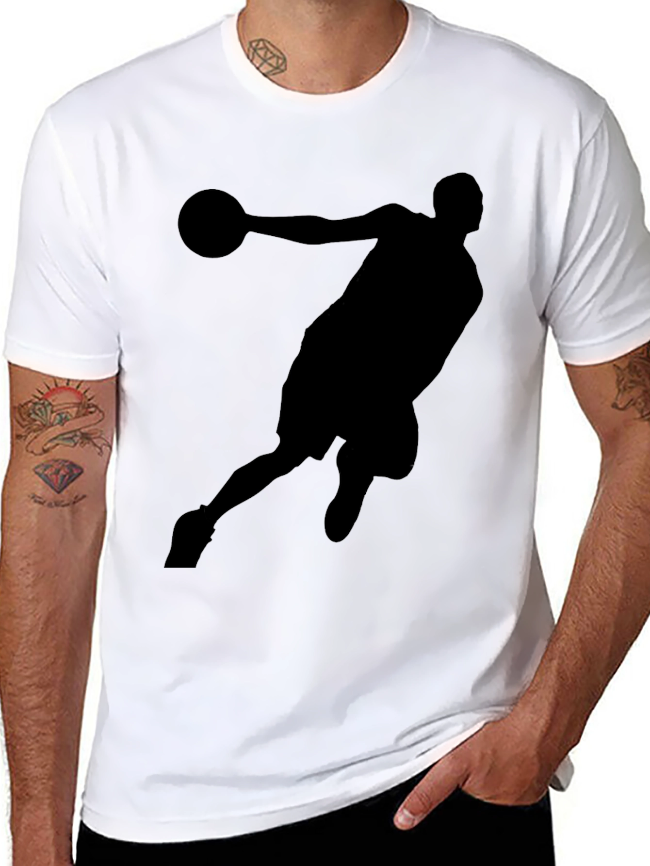 Basketball Silhouette Graphic Tee - Classic Black