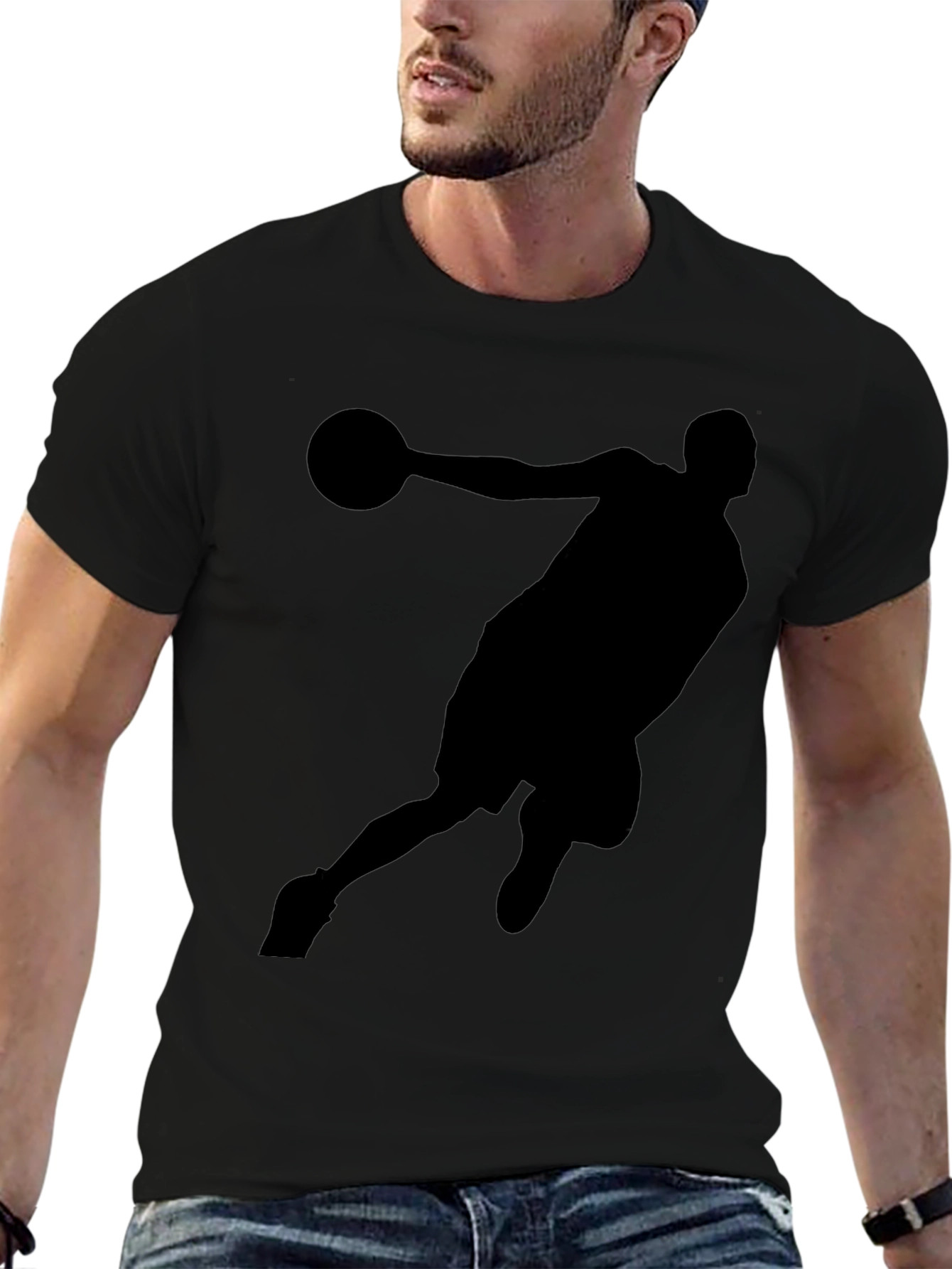 Basketball Silhouette Graphic Tee - Classic Black