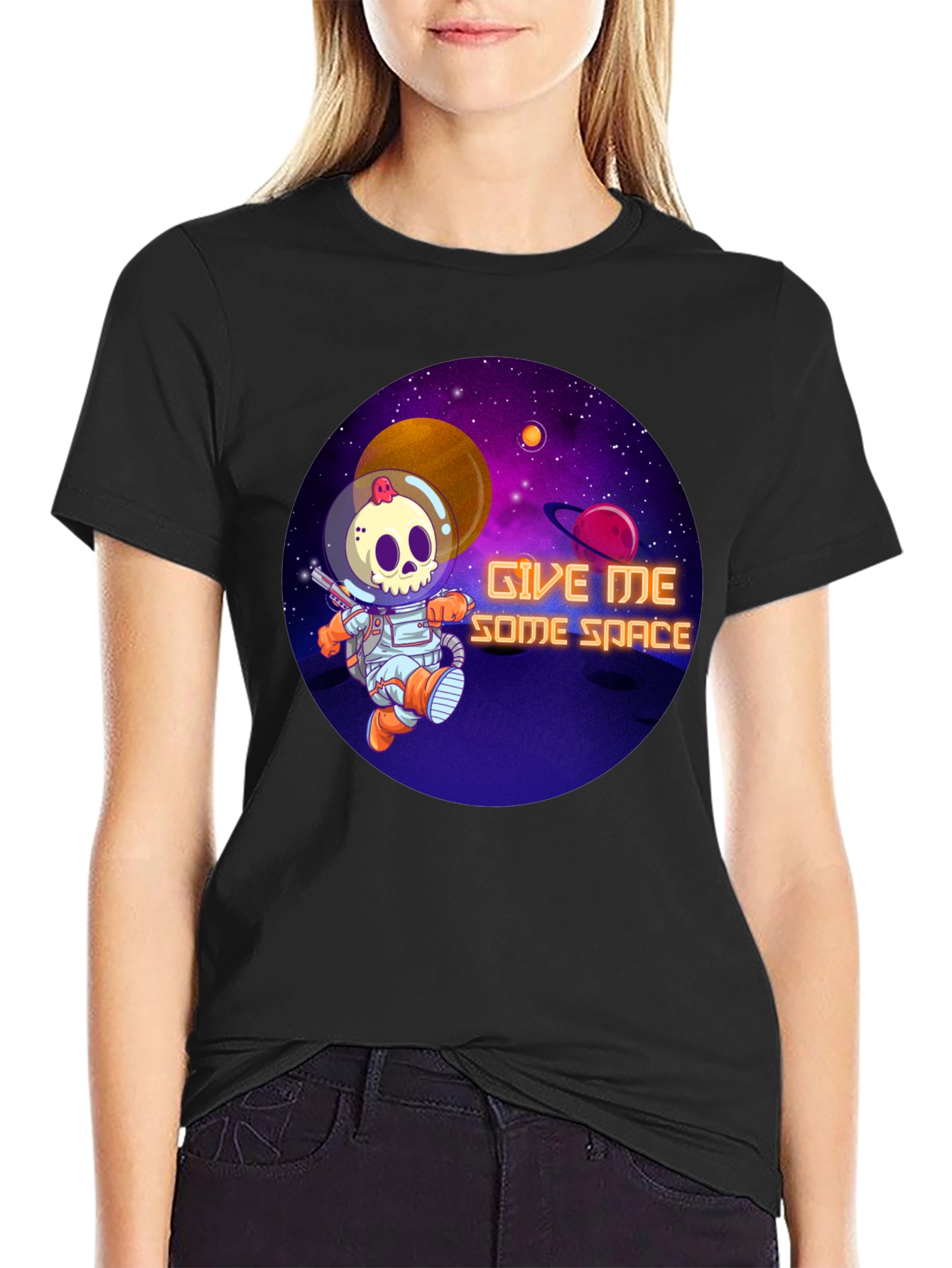 Give Me Some Space T-Shirt - Skull Astronaut Design