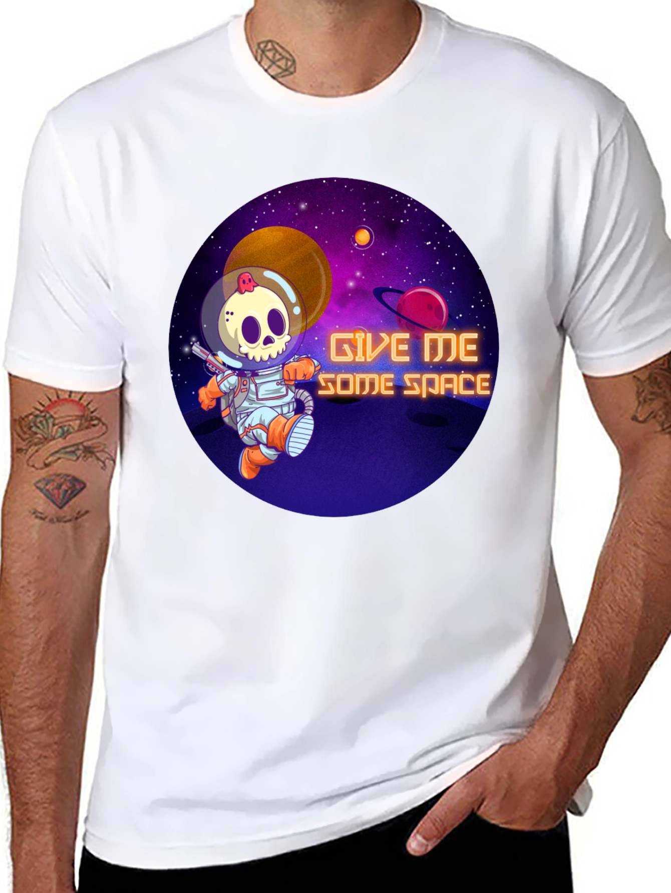 Give Me Some Space T-Shirt - Skull Astronaut Design
