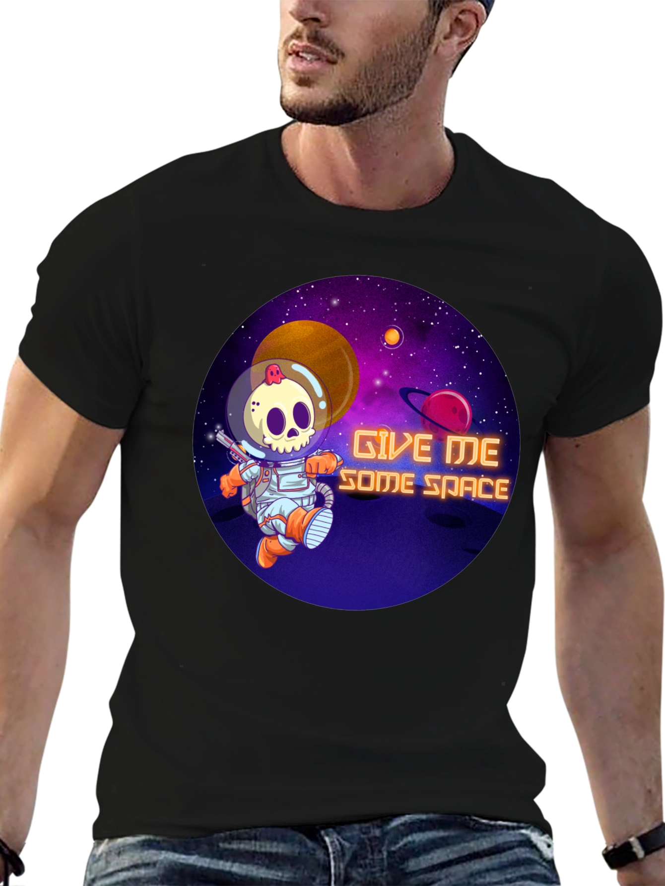 Give Me Some Space T-Shirt - Skull Astronaut Design