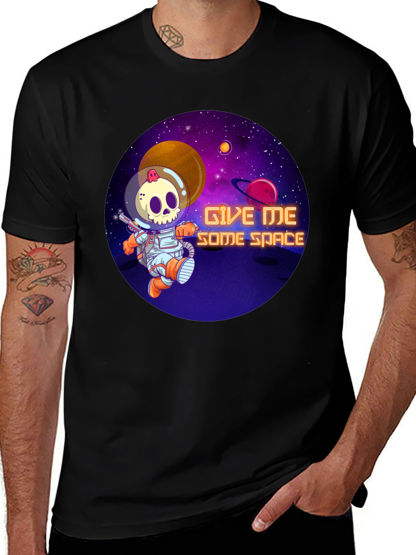 Give Me Some Space T-Shirt - Skull Astronaut Design