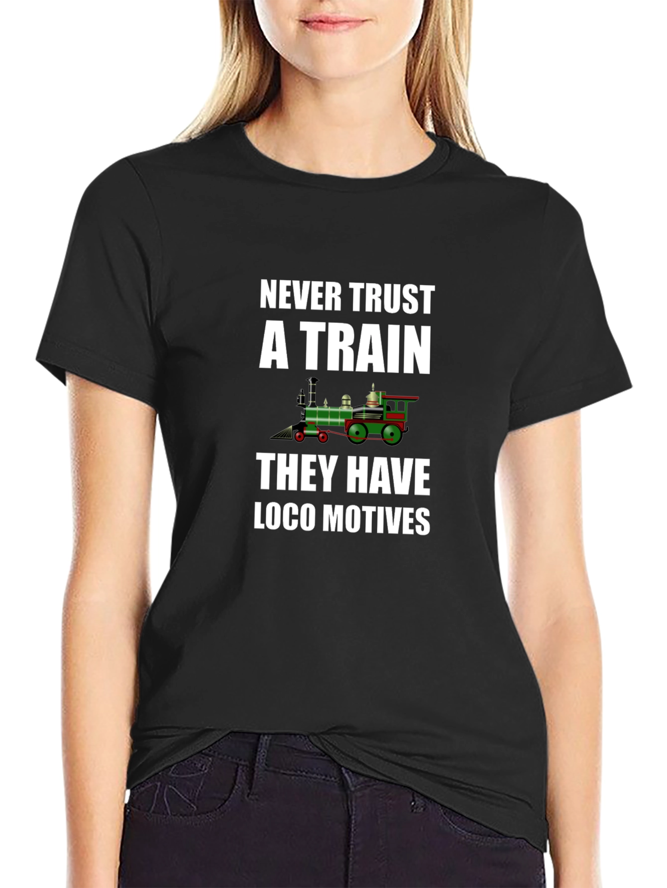 Never Trust a Train Mens T-Shirt