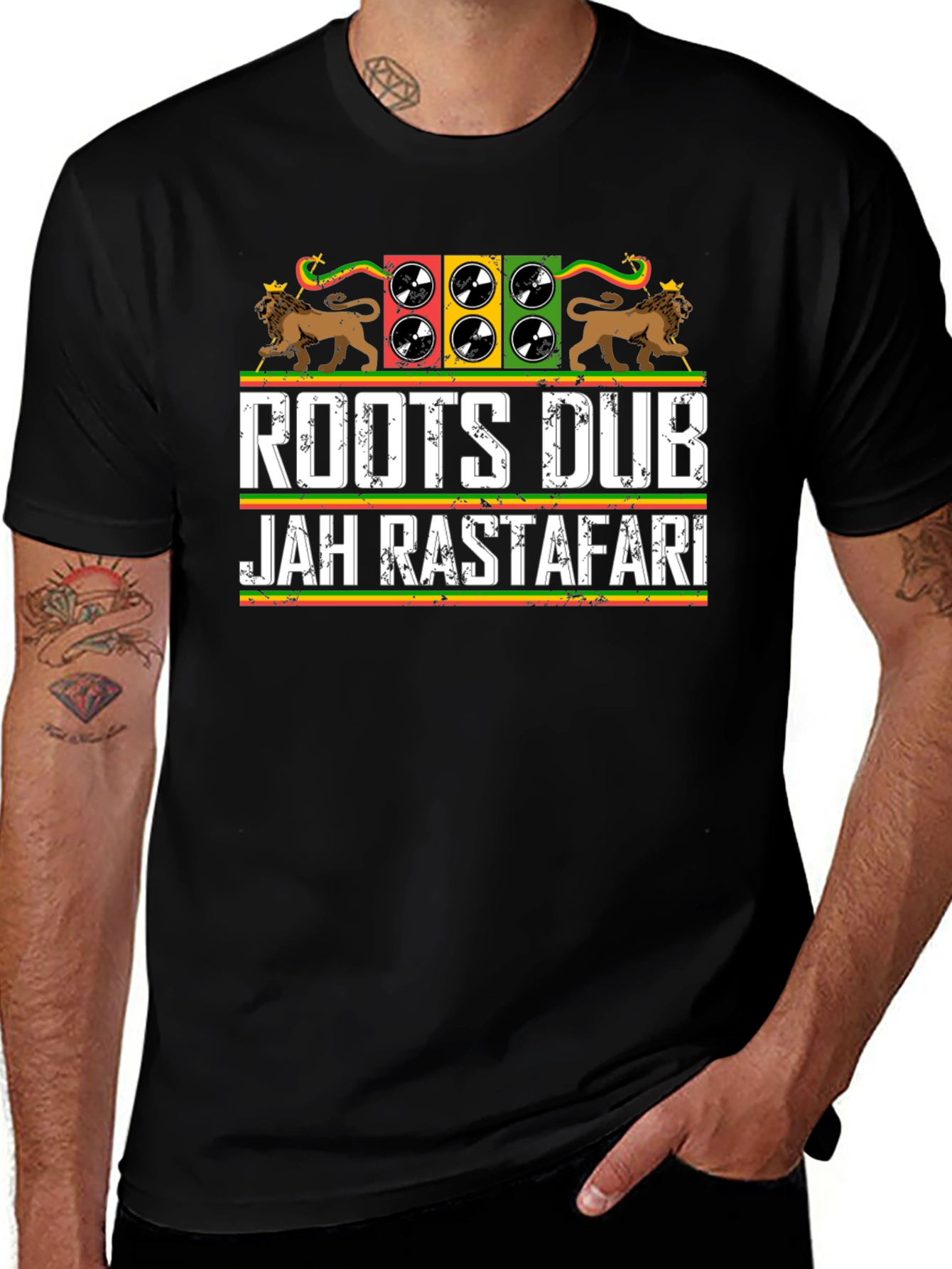 Roots Dub Jah Rastafari Graphic T-Shirt