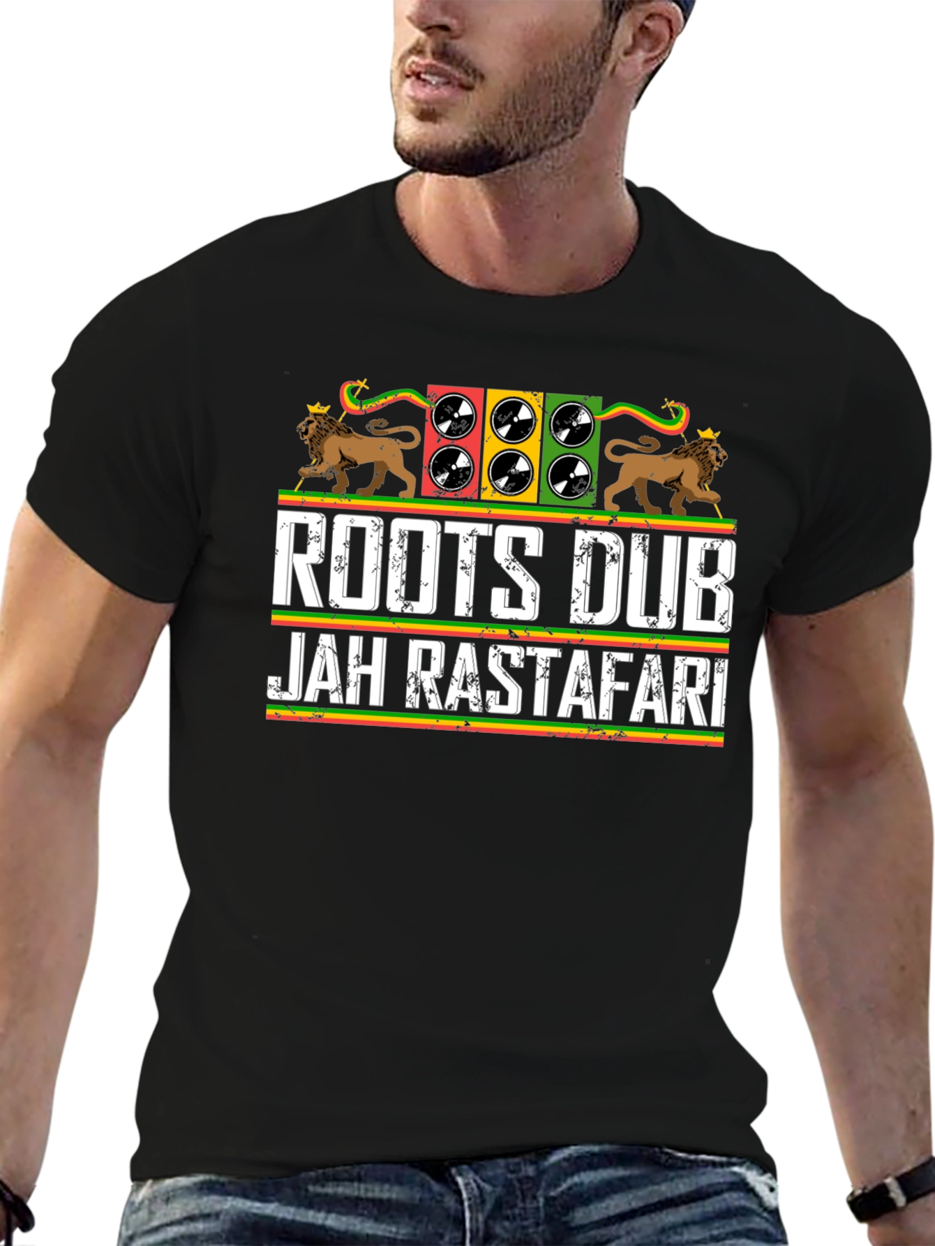 Roots Dub Jah Rastafari Graphic T-Shirt
