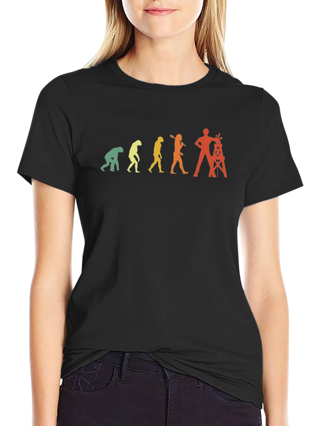 Evolution of Oil Rig Worker T-Shirt