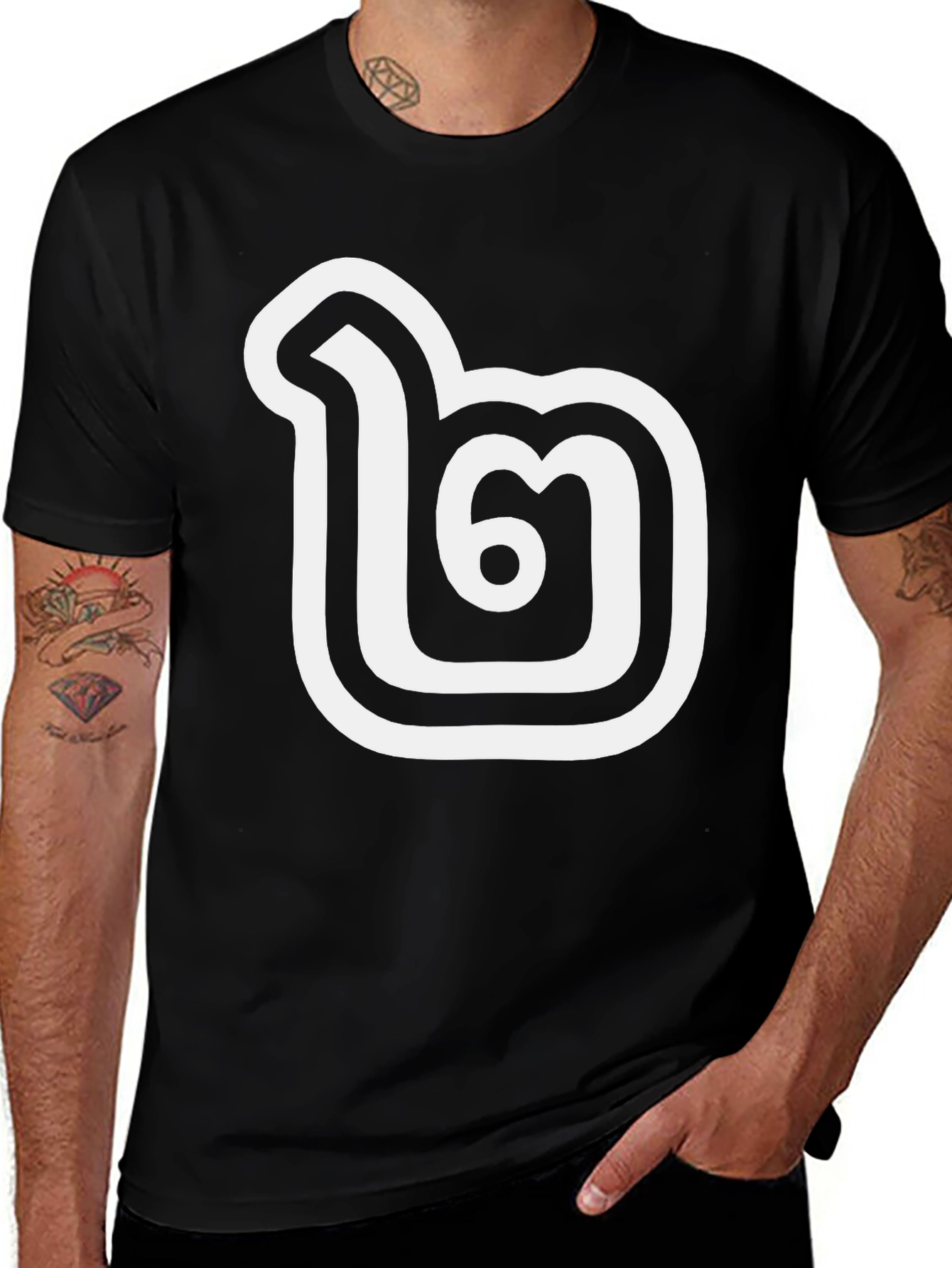 Bold Thai Letter T-Shirt - Stylish Black Tee