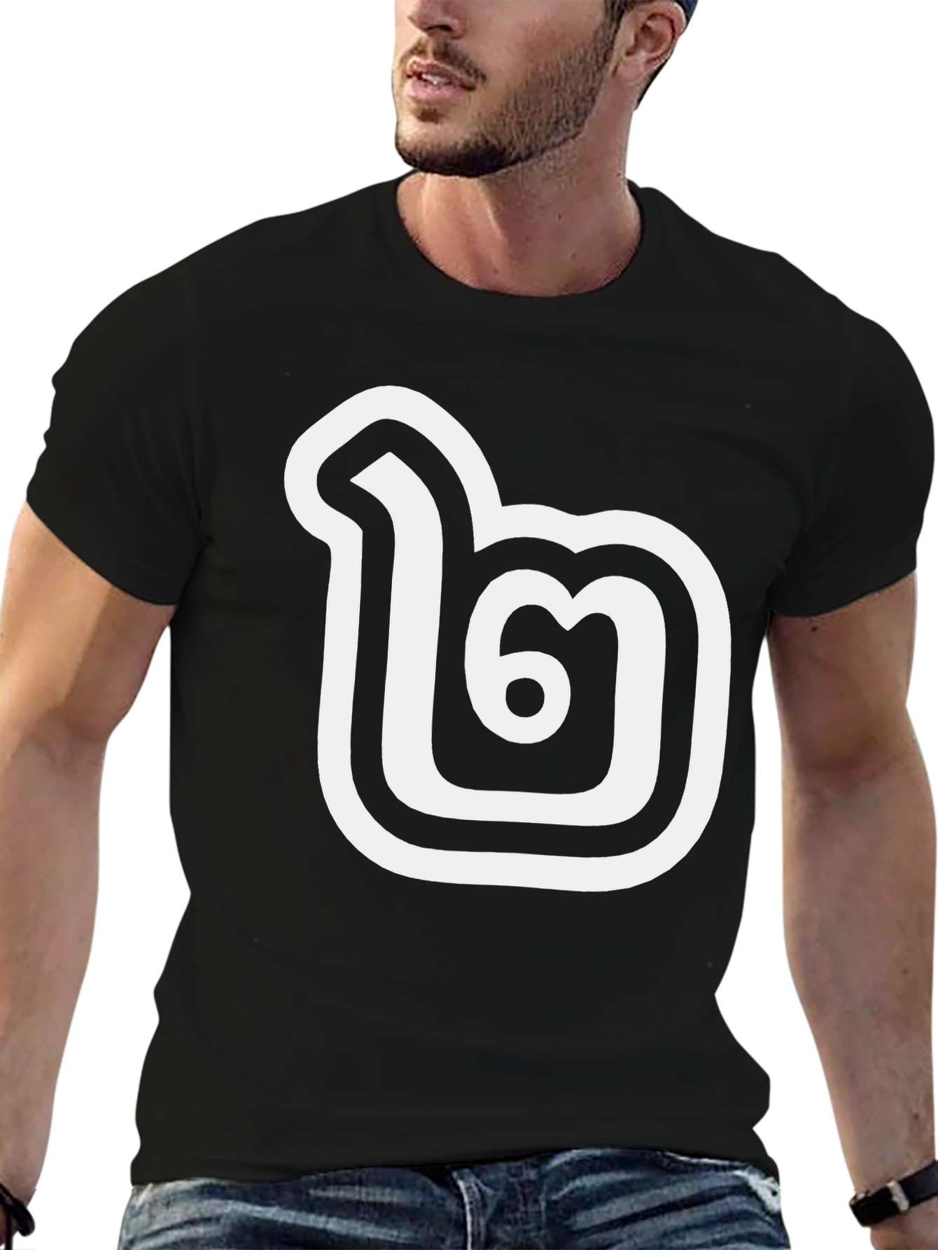 Bold Thai Letter T-Shirt - Stylish Black Tee