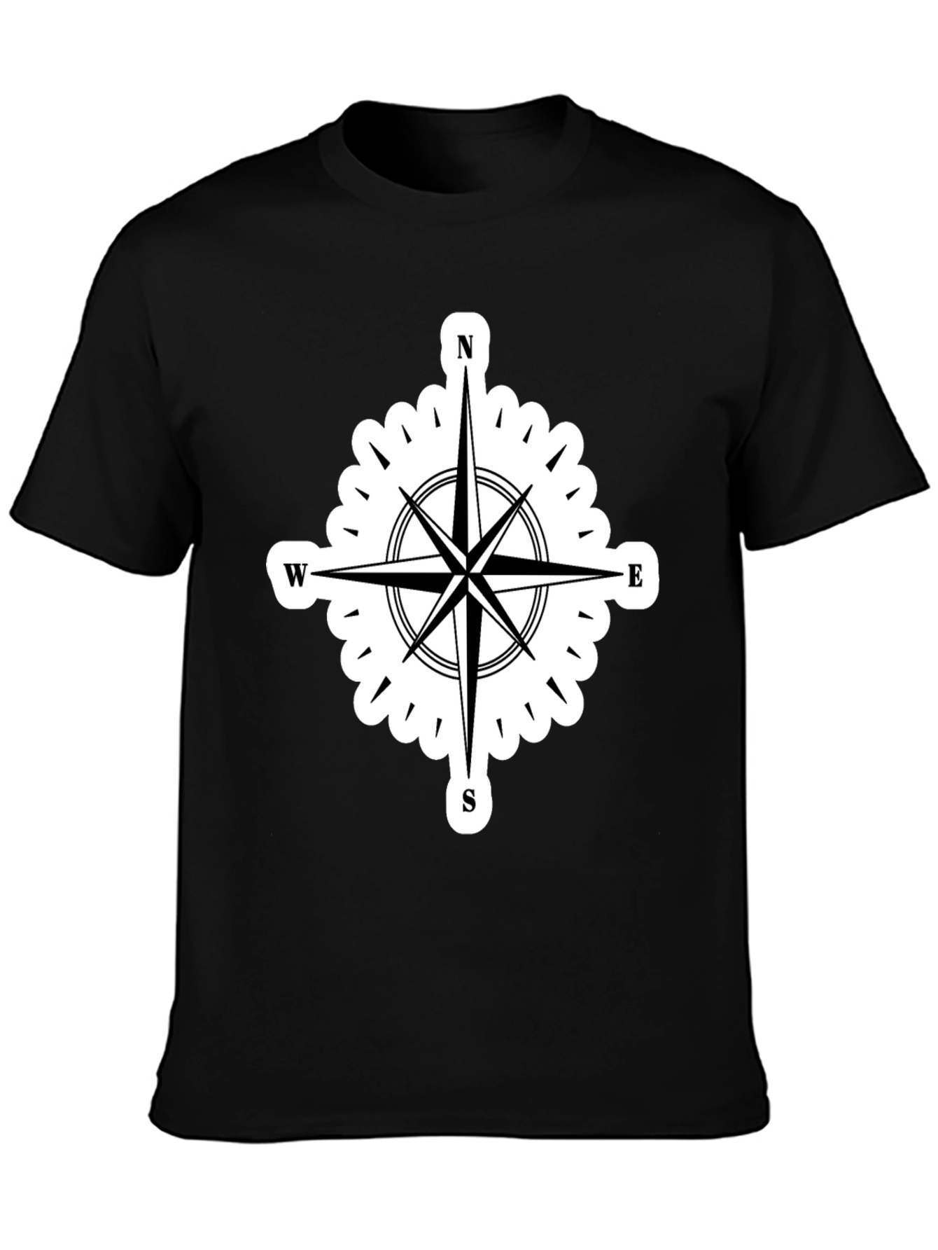 Compass Rose Graphic Tee - Stylish Black T-Shirt