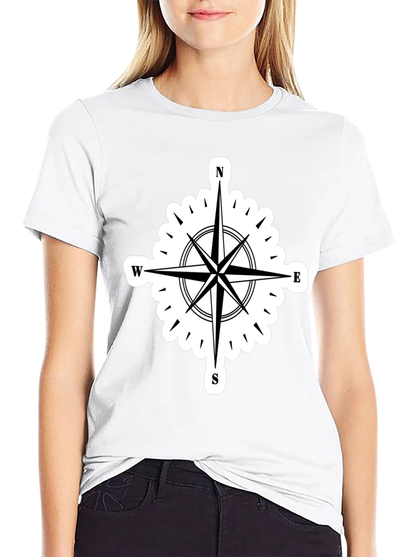 Compass Rose Graphic Tee - Stylish Black T-Shirt