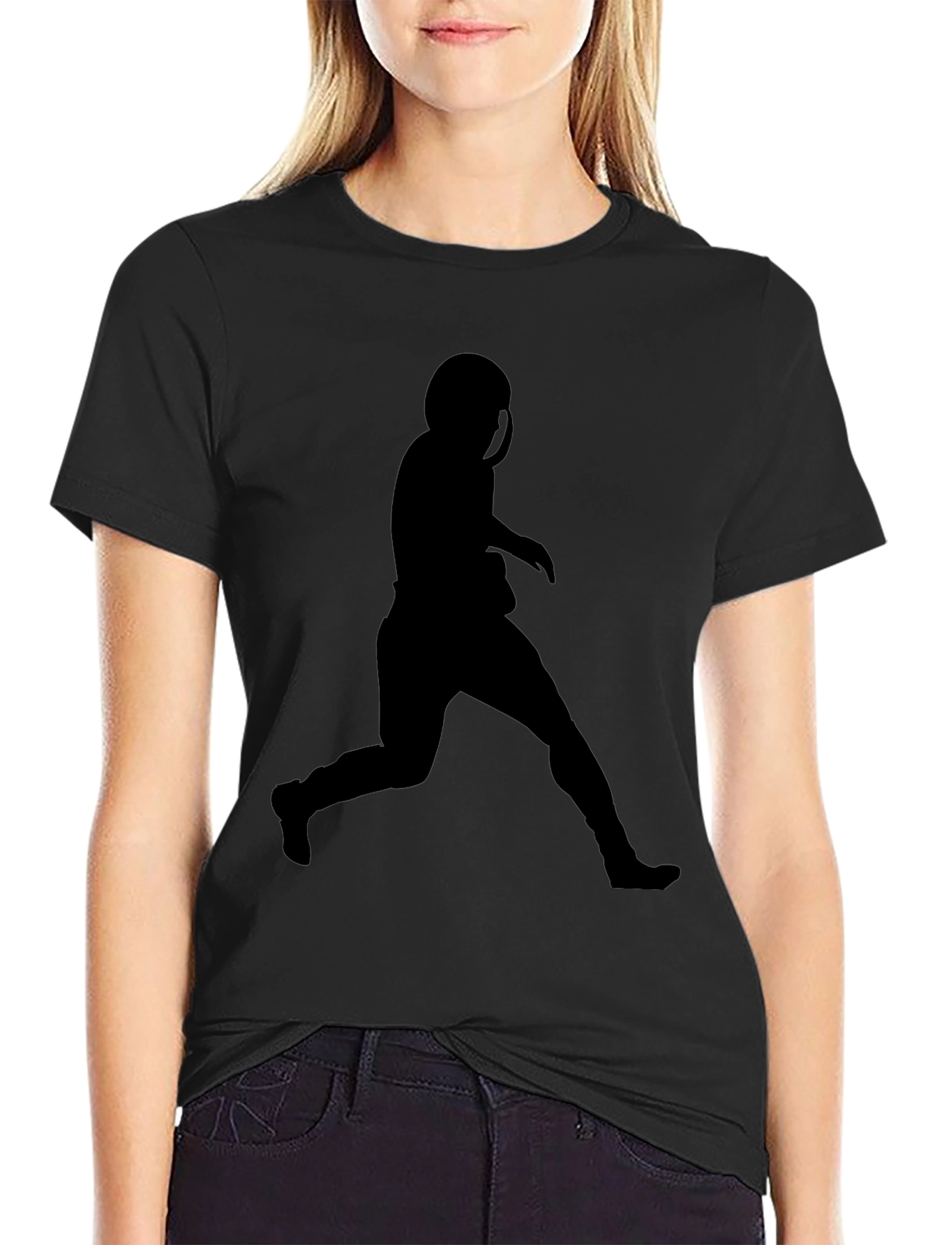 Football Silhouette Black T-Shirt