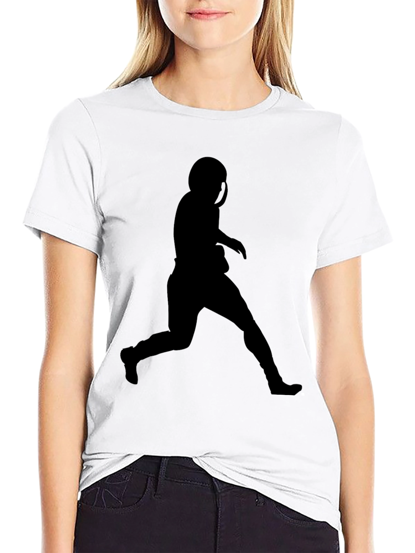 Football Silhouette Black T-Shirt